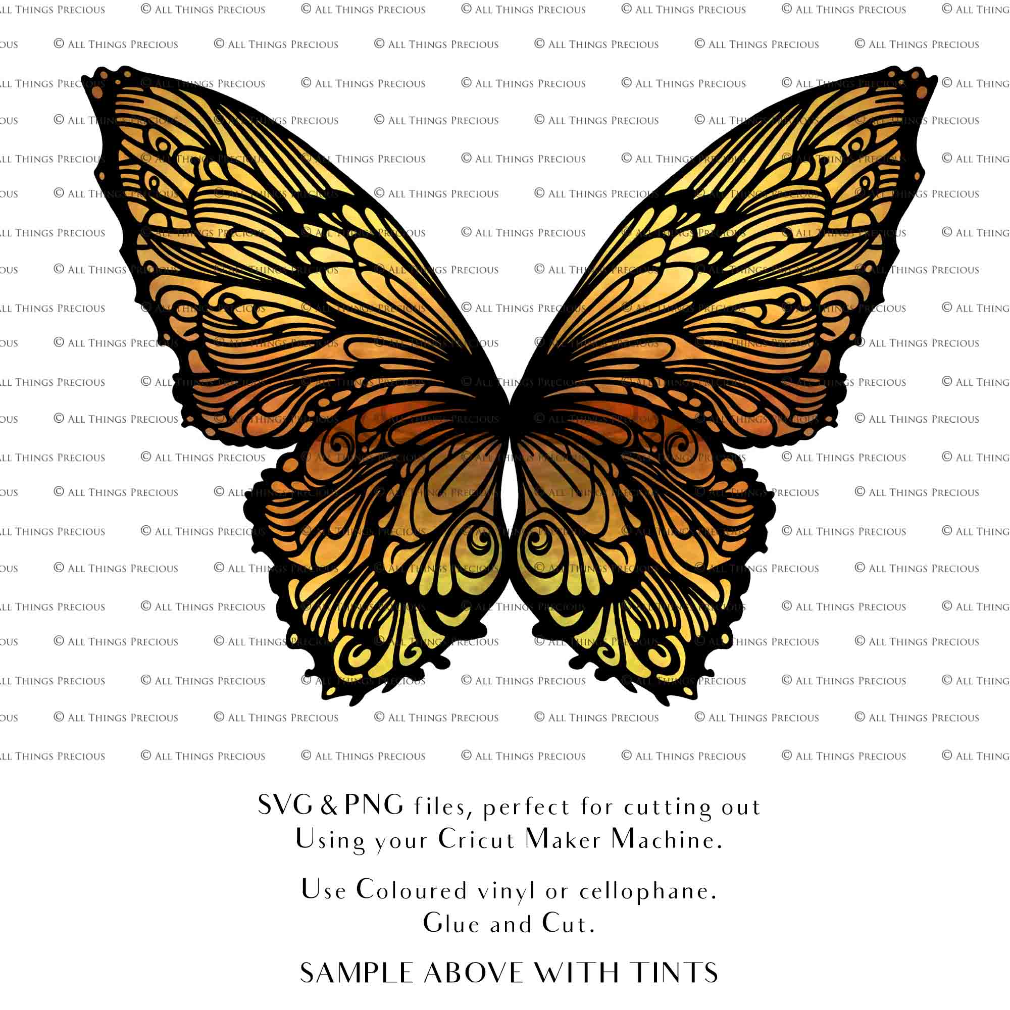 SVG & PNG Fairy Wing files for Cricut or Silhouette Cameo Cutting Machine. To create wearable fairy wings, in adult or children sizes.  Use this graphic design for Halloween Costumes, Fantasy or Cosplay or photography. Use as prints in weddings, engagements or baby shower invitations. for you to cut and assemble. 