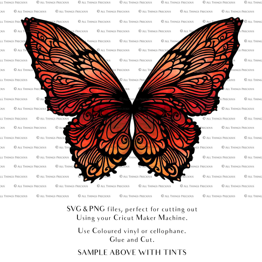 SVG & PNG Fairy Wing files for Cricut or Silhouette Cameo Cutting Machine. To create wearable fairy wings, in adult or children sizes.  Use this graphic design for Halloween Costumes, Fantasy or Cosplay or photography. Use as prints in weddings, engagements or baby shower invitations. for you to cut and assemble. 