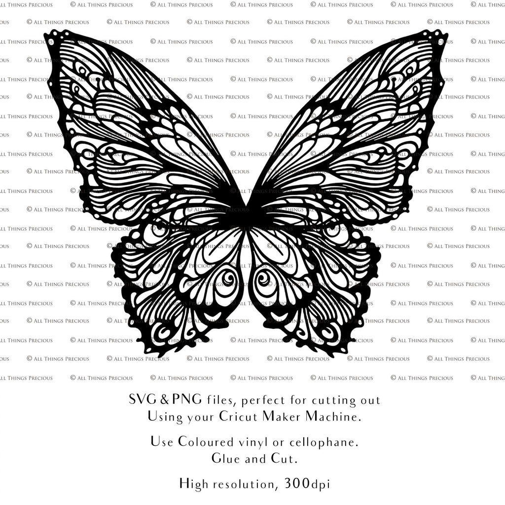 SVG & PNG Fairy Wing files for Cricut or Silhouette Cameo Cutting Machine. To create wearable fairy wings, in adult or children sizes.  Use this graphic design for Halloween Costumes, Fantasy or Cosplay or photography. Use as prints in weddings, engagements or baby shower invitations. for you to cut and assemble. 