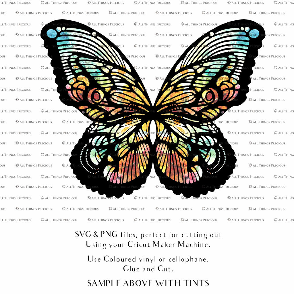 SVG & PNG Fairy Wing files for Cricut or Silhouette Cameo Cutting Machine. To create wearable fairy wings, in adult or children sizes. Graphic design for Halloween Costumes, Fantasy or Cosplay or photography. Print for weddings, engagements, baby shower invitations. DIY Printable. Fairycore, Cottagecore.