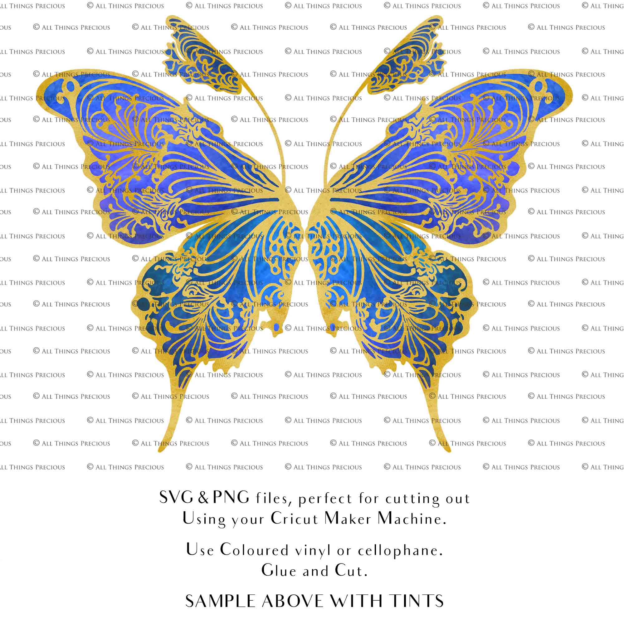 SVG & PNG Fairy Wing files for Cricut or Silhouette Cameo Cutting Machine. To create wearable fairy wings, in adult or children sizes. Graphic design for Halloween Costumes, Fantasy or Cosplay or photography. Print for weddings, engagements, baby shower invitations. DIY Printable. Fairycore, Cottagecore.