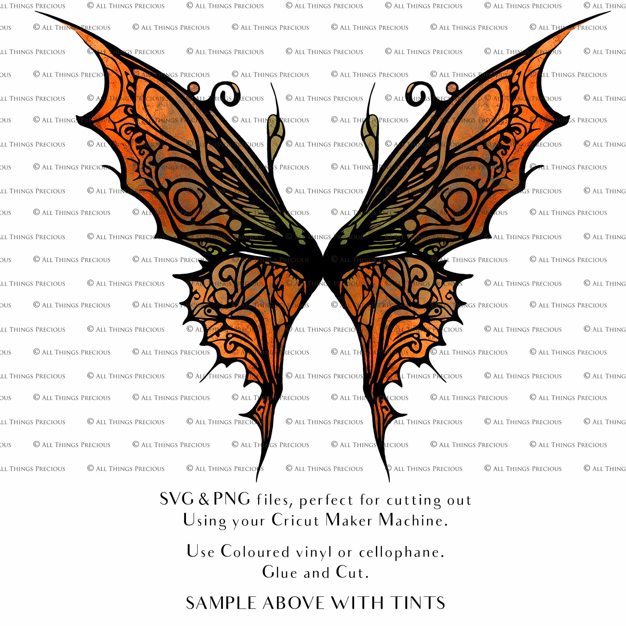 SVG & PNG Fairy Wing files for Cricut or Silhouette Cameo Cutting Machine. To create wearable fairy wings, in adult or children sizes. Graphic design for Halloween Costumes, Fantasy or Cosplay or photography. Print for weddings, engagements, baby shower invitations. DIY Printable. Fairycore, Cottagecore.