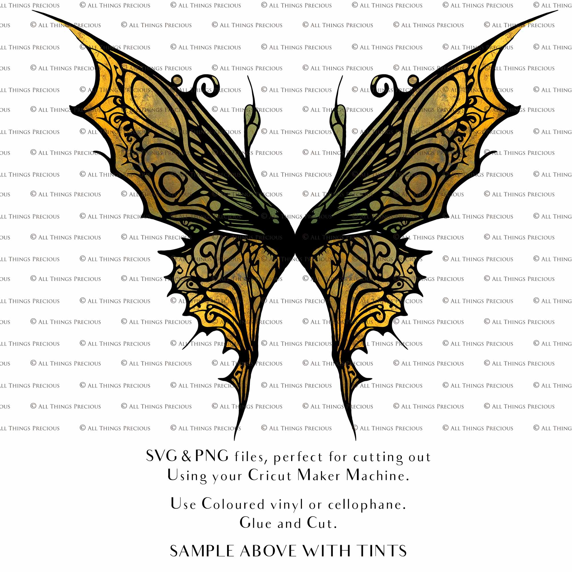 SVG & PNG Fairy Wing files for Cricut or Silhouette Cameo Cutting Machine. To create wearable fairy wings, in adult or children sizes. Graphic design for Halloween Costumes, Fantasy or Cosplay or photography. Print for weddings, engagements, baby shower invitations. DIY Printable. Fairycore, Cottagecore.