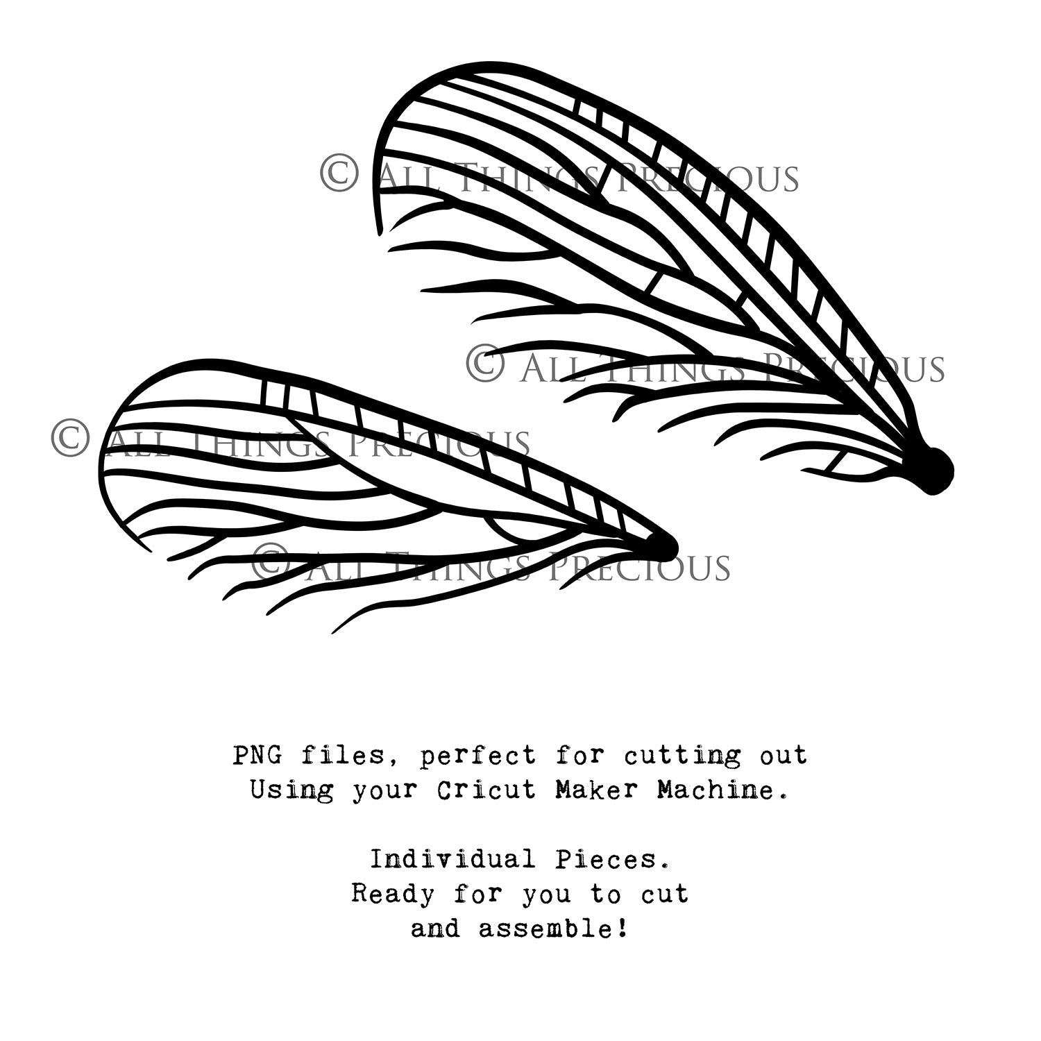 SVG & PNG Fairy Wing files for Cricut or Silhouette Cameo Cutting Machine. To create wearable fairy wings, in adult or children sizes.  Use this clipart design for Halloween Costumes, Fantasy or Cosplay or photography. These are Individual Wing Pieces, for you to cut and assemble. This is a digital product. 