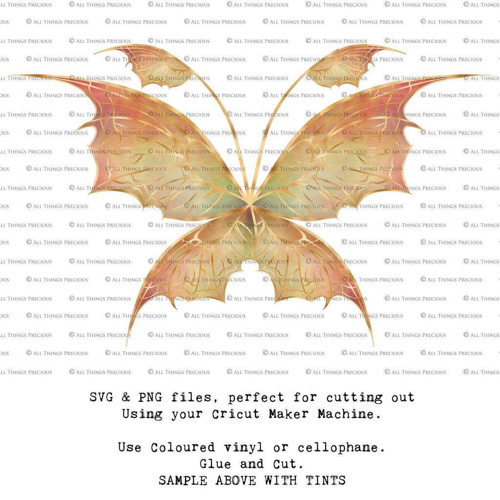 SVG & PNG Fairy Wing files for Cricut or Silhouette Cameo Cutting Machine. To create wearable fairy wings, in adult or children sizes.  Use this clipart design for Halloween Costumes, Fantasy or Cosplay or photography. These are Individual Wing Pieces, for you to cut and assemble. This is a digital product. 