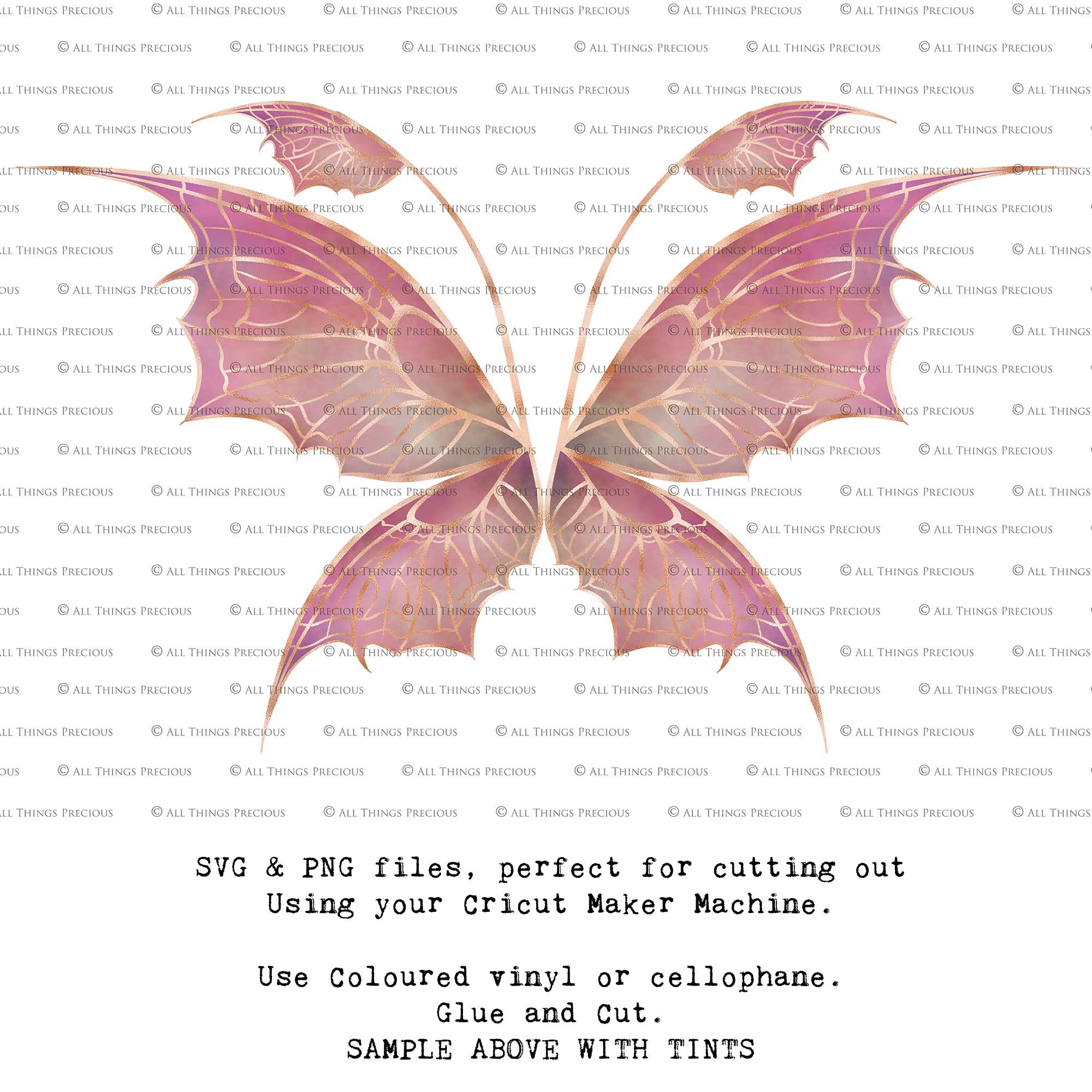 SVG & PNG Fairy Wing files for Cricut or Silhouette Cameo Cutting Machine. To create wearable fairy wings, in adult or children sizes.  Use this clipart design for Halloween Costumes, Fantasy or Cosplay or photography. These are Individual Wing Pieces, for you to cut and assemble. This is a digital product. 