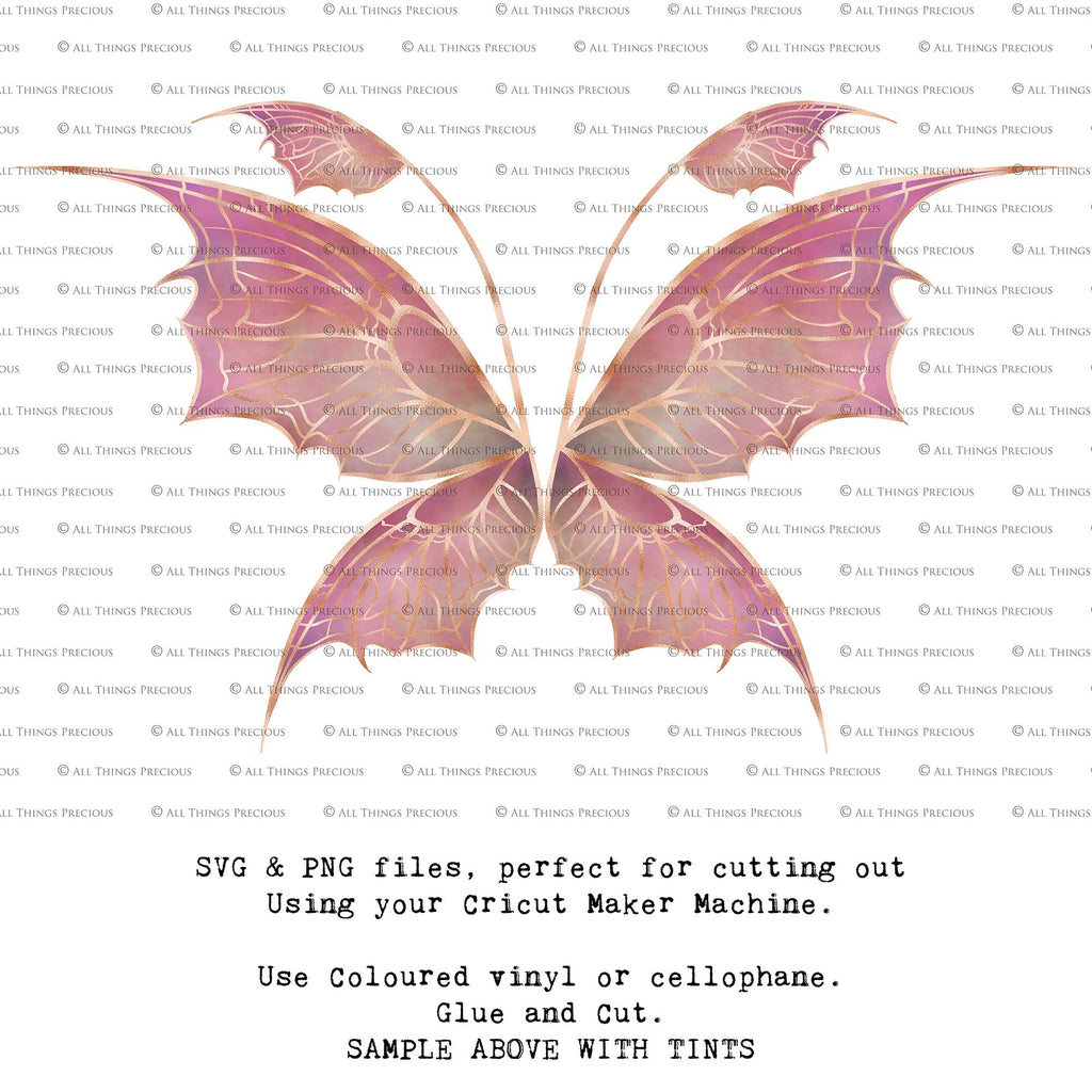 SVG & PNG Fairy Wing files for Cricut or Silhouette Cameo Cutting Machine. To create wearable fairy wings, in adult or children sizes.  Use this clipart design for Halloween Costumes, Fantasy or Cosplay or photography. These are Individual Wing Pieces, for you to cut and assemble. This is a digital product. 