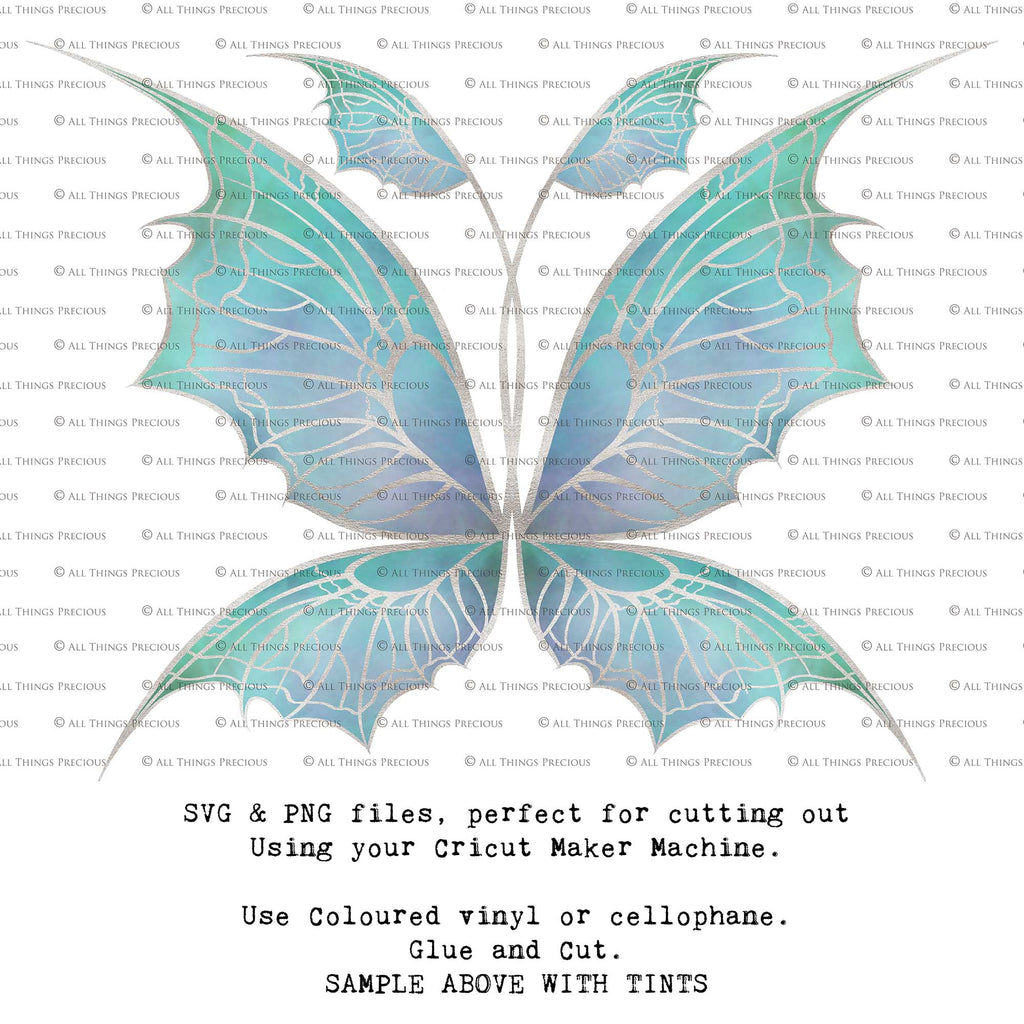 SVG & PNG Fairy Wing files for Cricut or Silhouette Cameo Cutting Machine. To create wearable fairy wings, in adult or children sizes.  Use this clipart design for Halloween Costumes, Fantasy or Cosplay or photography. These are Individual Wing Pieces, for you to cut and assemble. This is a digital product. 