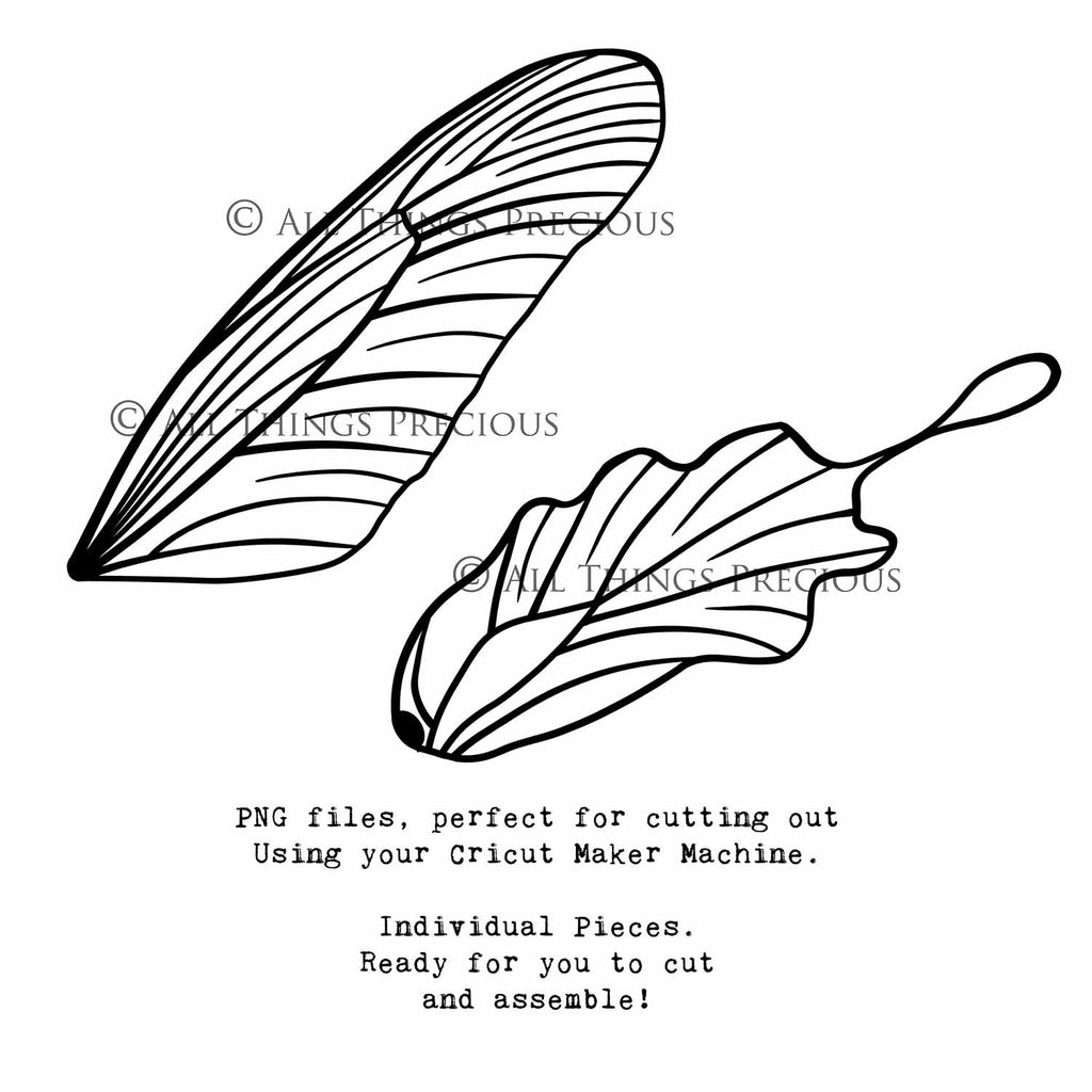 SVG & PNG Fairy Wing files for Cricut or Silhouette Cameo Cutting Machine. To create wearable fairy wings, in adult or children sizes.  Use this clipart design for Halloween Costumes, Fantasy or Cosplay or photography. These are Individual Wing Pieces, for you to cut and assemble. This is a digital product. 