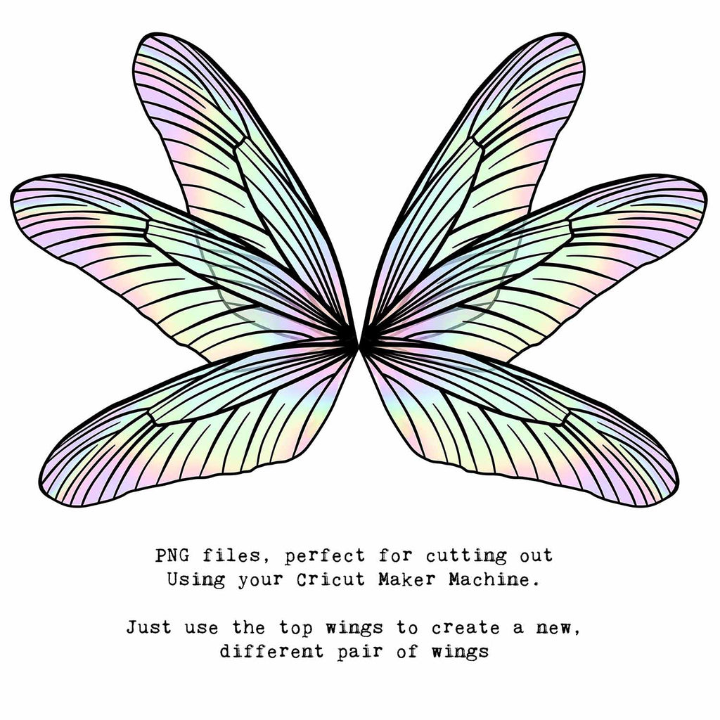 SVG & PNG Fairy Wing files for Cricut or Silhouette Cameo Cutting Machine. To create wearable fairy wings, in adult or children sizes.  Use this clipart design for Halloween Costumes, Fantasy or Cosplay or photography. These are Individual Wing Pieces, for you to cut and assemble. This is a digital product. 