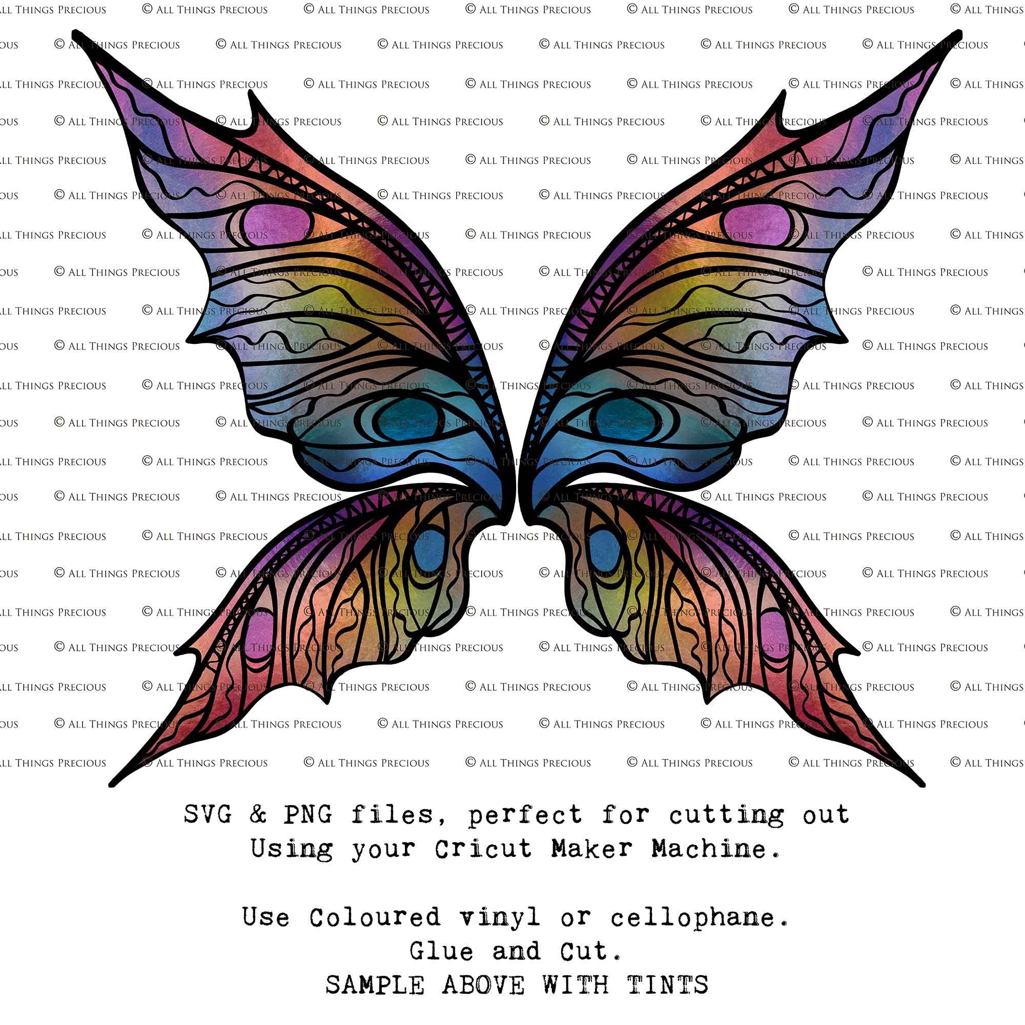 SVG & PNG Fairy Wing files for Cricut or Silhouette Cameo Cutting Machine. To create wearable fairy wings, in adult or children sizes.  Use this clipart design for Halloween Costumes, Fantasy or Cosplay or photography. These are Individual Wing Pieces, for you to cut and assemble. This is a digital product. 