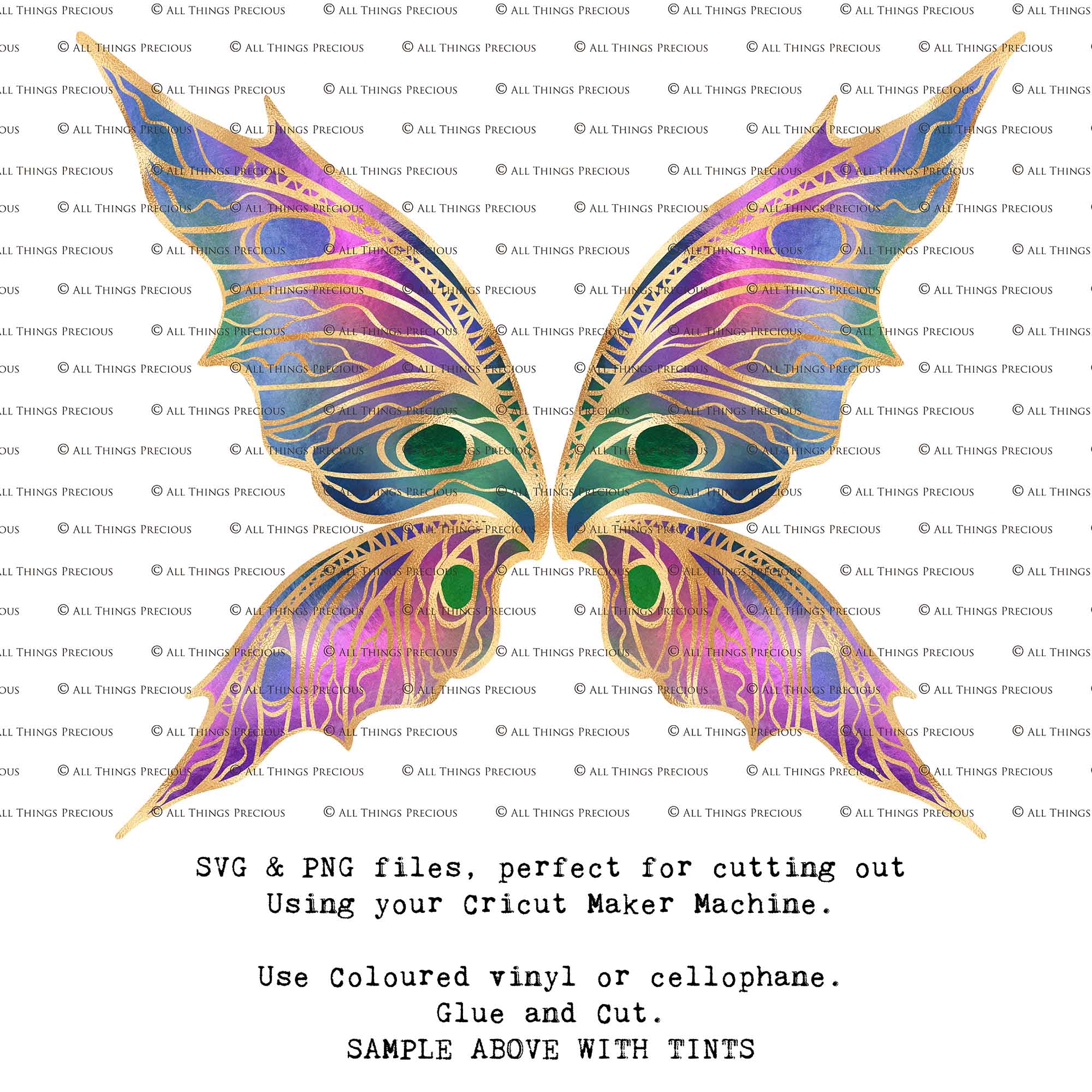 SVG & PNG Fairy Wing files for Cricut or Silhouette Cameo Cutting Machine. To create wearable fairy wings, in adult or children sizes.  Use this clipart design for Halloween Costumes, Fantasy or Cosplay or photography. These are Individual Wing Pieces, for you to cut and assemble. This is a digital product. 