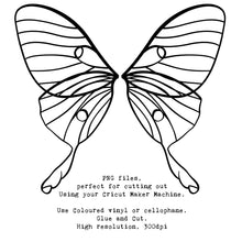 Load image into Gallery viewer, SVG &amp; PNG Fairy Wing files for Cricut or Silhouette Cameo Cutting Machine. To create wearable fairy wings, in adult or children sizes.  Use this clipart design for Halloween Costumes, Fantasy or Cosplay or photography. These are Individual Wing Pieces, for you to cut and assemble. This is a digital product. 
