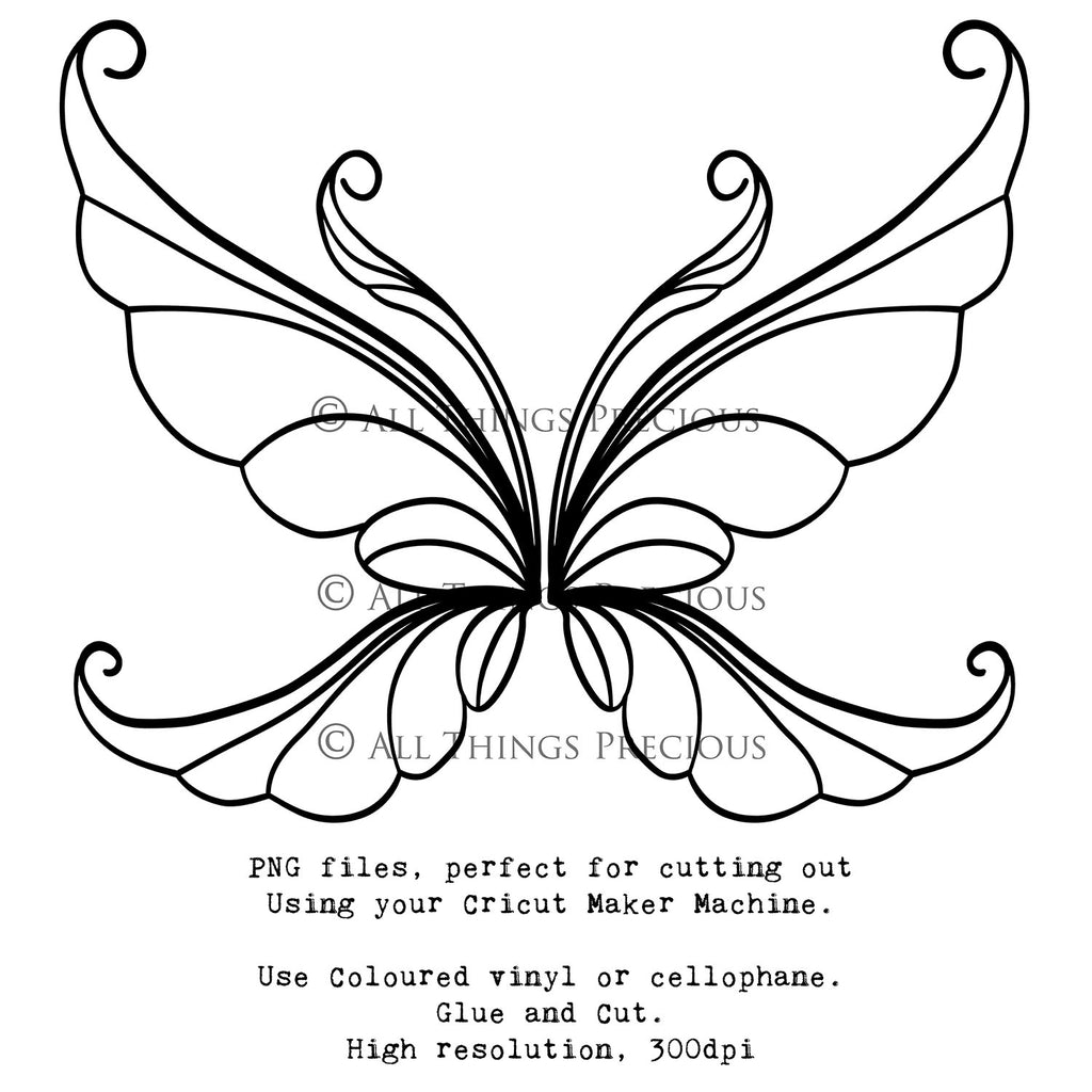 SVG & PNG Fairy Wing files for Cricut or Silhouette Cameo Cutting Machine. To create wearable fairy wings, in adult or children sizes.  Use this clipart design for Halloween Costumes, Fantasy or Cosplay or photography. These are Individual Wing Pieces, for you to cut and assemble. This is a digital product. 