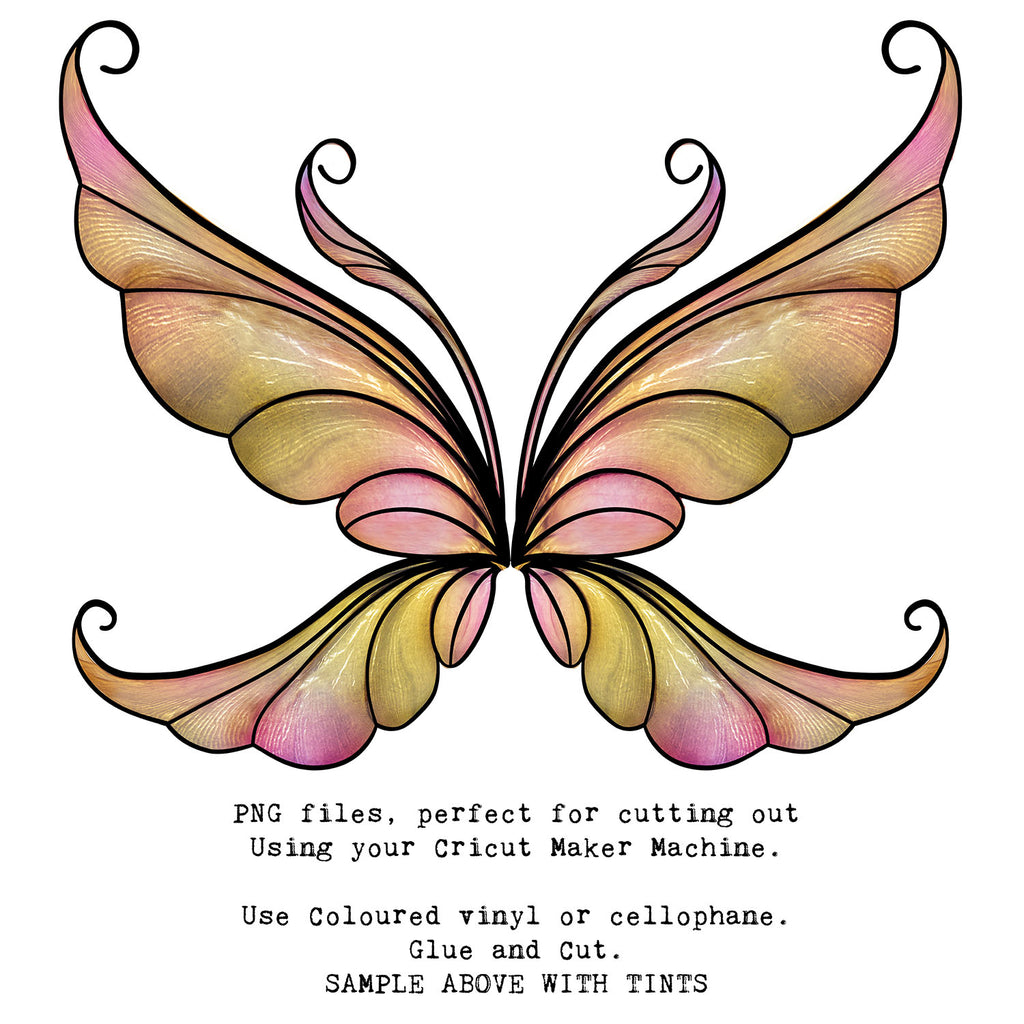 SVG & PNG Fairy Wing files for Cricut or Silhouette Cameo Cutting Machine. To create wearable fairy wings, in adult or children sizes.  Use this clipart design for Halloween Costumes, Fantasy or Cosplay or photography. These are Individual Wing Pieces, for you to cut and assemble. This is a digital product. 