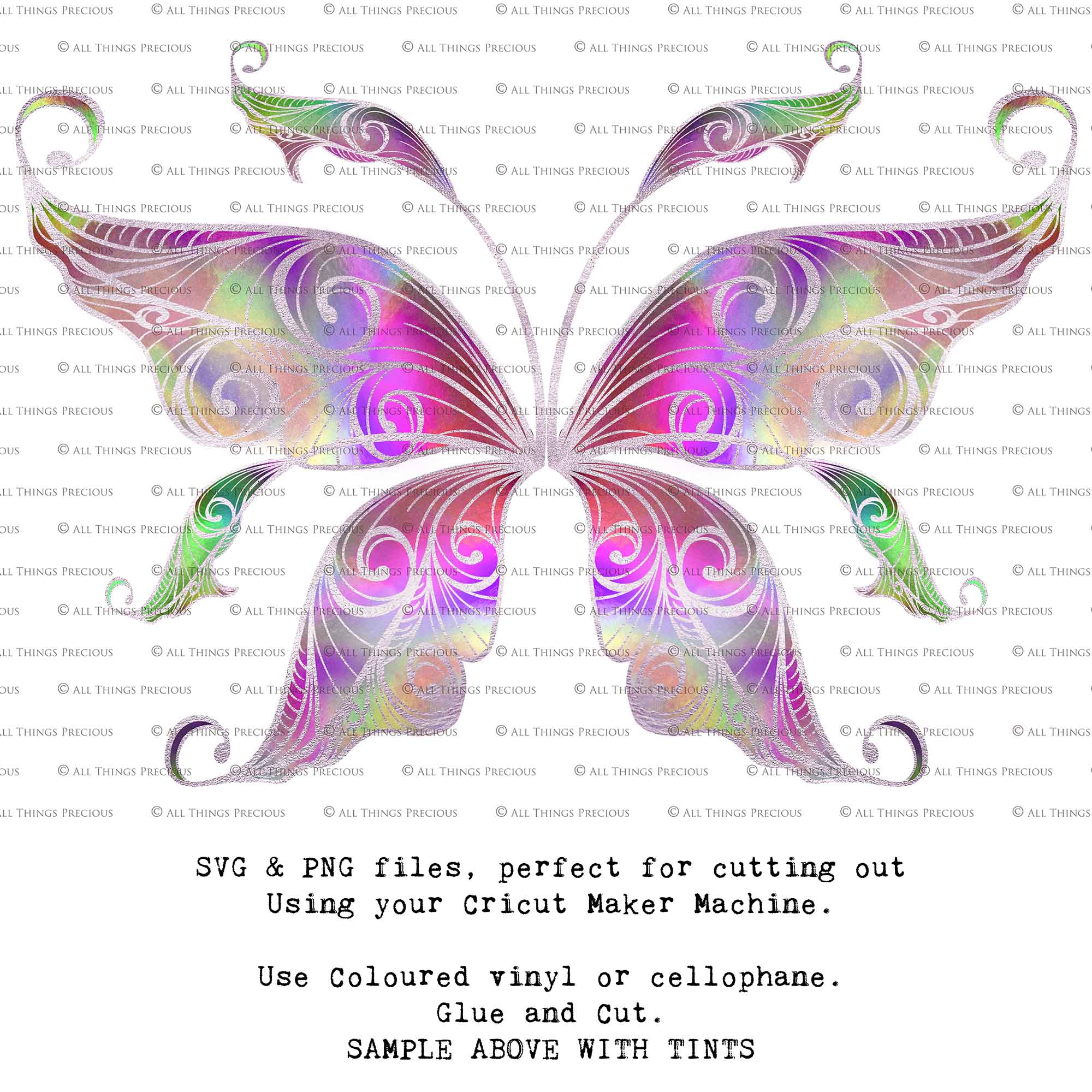 SVG & PNG Fairy Wing files for Cricut or Silhouette Cameo Cutting Machine. To create wearable fairy wings, in adult or children sizes.  Use this clipart design for Halloween Costumes, Fantasy or Cosplay or photography. Or use as ephemera in weddings, engagements or baby shower invitations. These are Individual wing parts, for you to cut and assemble. This is a digital product. 