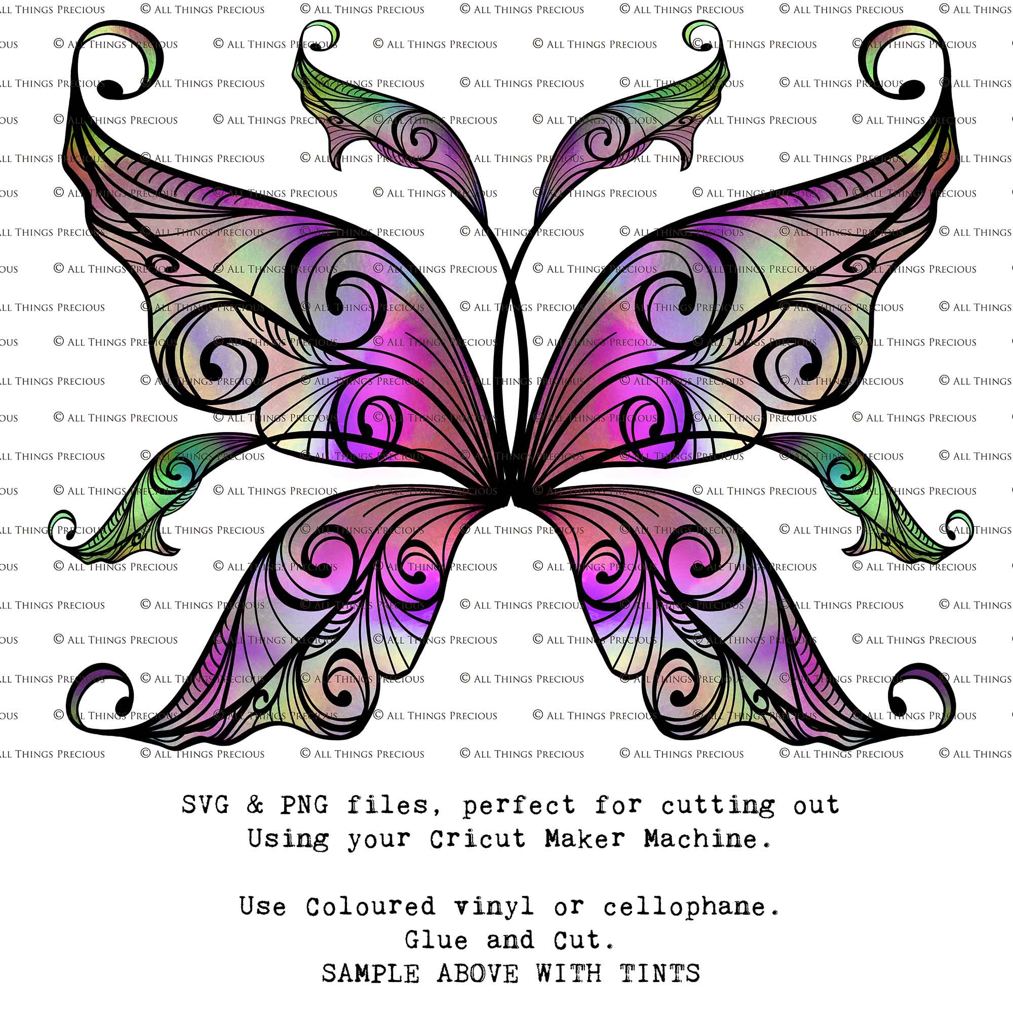 SVG & PNG Fairy Wing files for Cricut or Silhouette Cameo Cutting Machine. To create wearable fairy wings, in adult or children sizes.  Use this clipart design for Halloween Costumes, Fantasy or Cosplay or photography. Or use as ephemera in weddings, engagements or baby shower invitations. These are Individual wing parts, for you to cut and assemble. This is a digital product. 