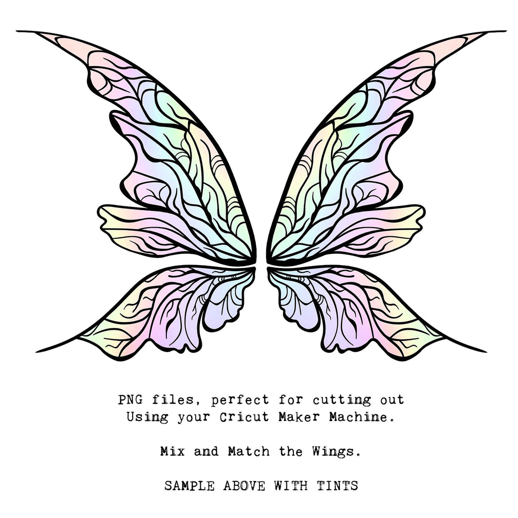 SVG & PNG Fairy Wing files for Cricut or Silhouette Cameo Cutting Machine. To create wearable fairy wings, in adult or children sizes.  Use this clipart design for Halloween Costumes, Fantasy or Cosplay or photography. These are Individual Wing Pieces, for you to cut and assemble. This is a digital product. 