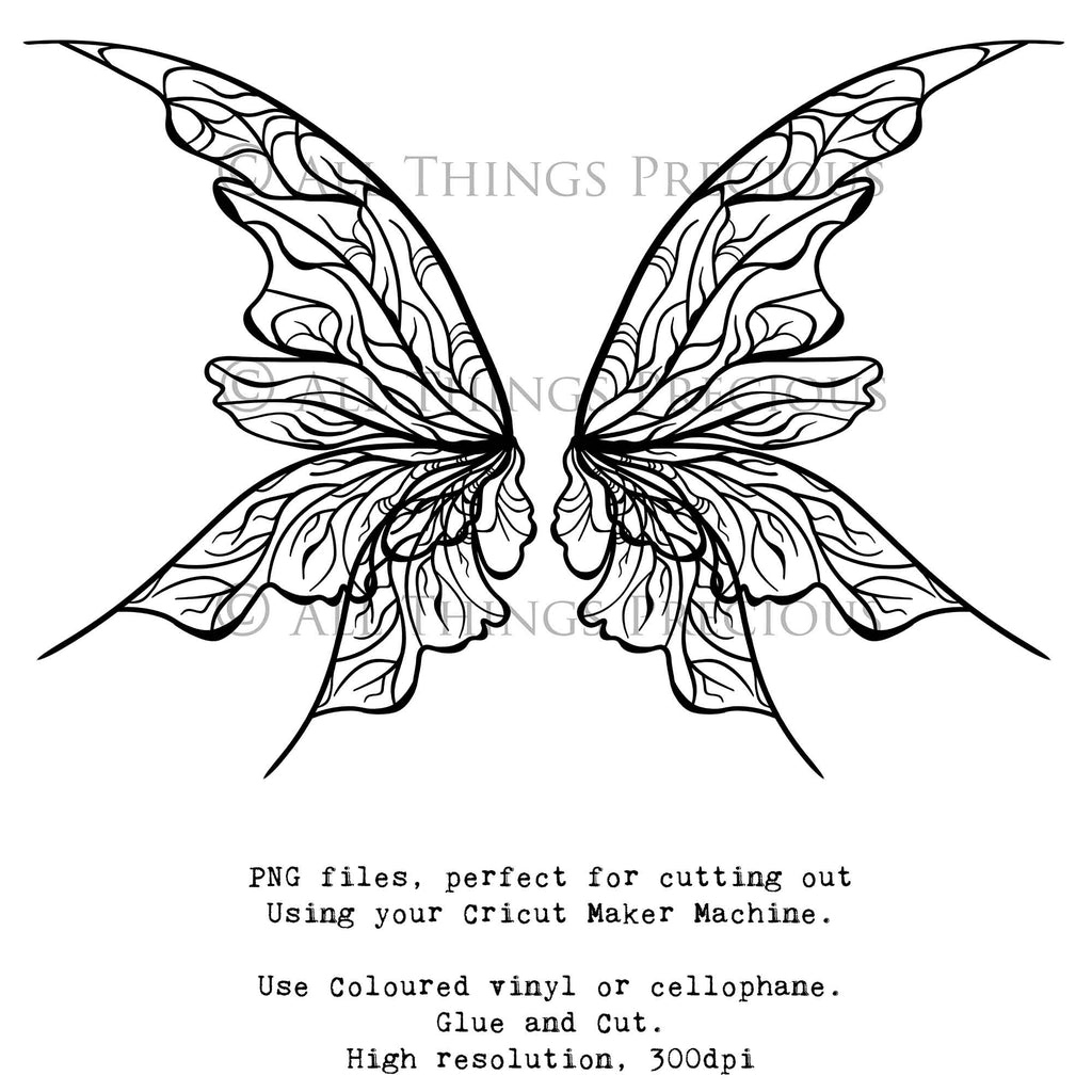 SVG & PNG Fairy Wing files for Cricut or Silhouette Cameo Cutting Machine. To create wearable fairy wings, in adult or children sizes.  Use this clipart design for Halloween Costumes, Fantasy or Cosplay or photography. These are Individual Wing Pieces, for you to cut and assemble. This is a digital product. 