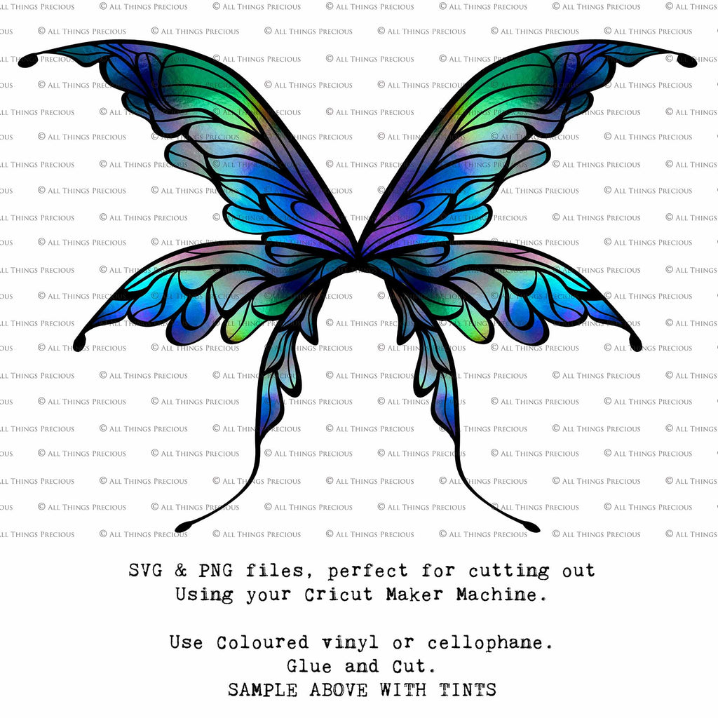 SVG & PNG Fairy Wing files for Cricut or Silhouette Cameo Cutting Machine. To create wearable fairy wings, in adult or children sizes.  Use this clipart design for Halloween Costumes, Fantasy or Cosplay or photography. Or For weddings, Engagements or baby shower ephemera. These are Individual Wing Pieces, for you to cut and assemble. This is a digital product. 