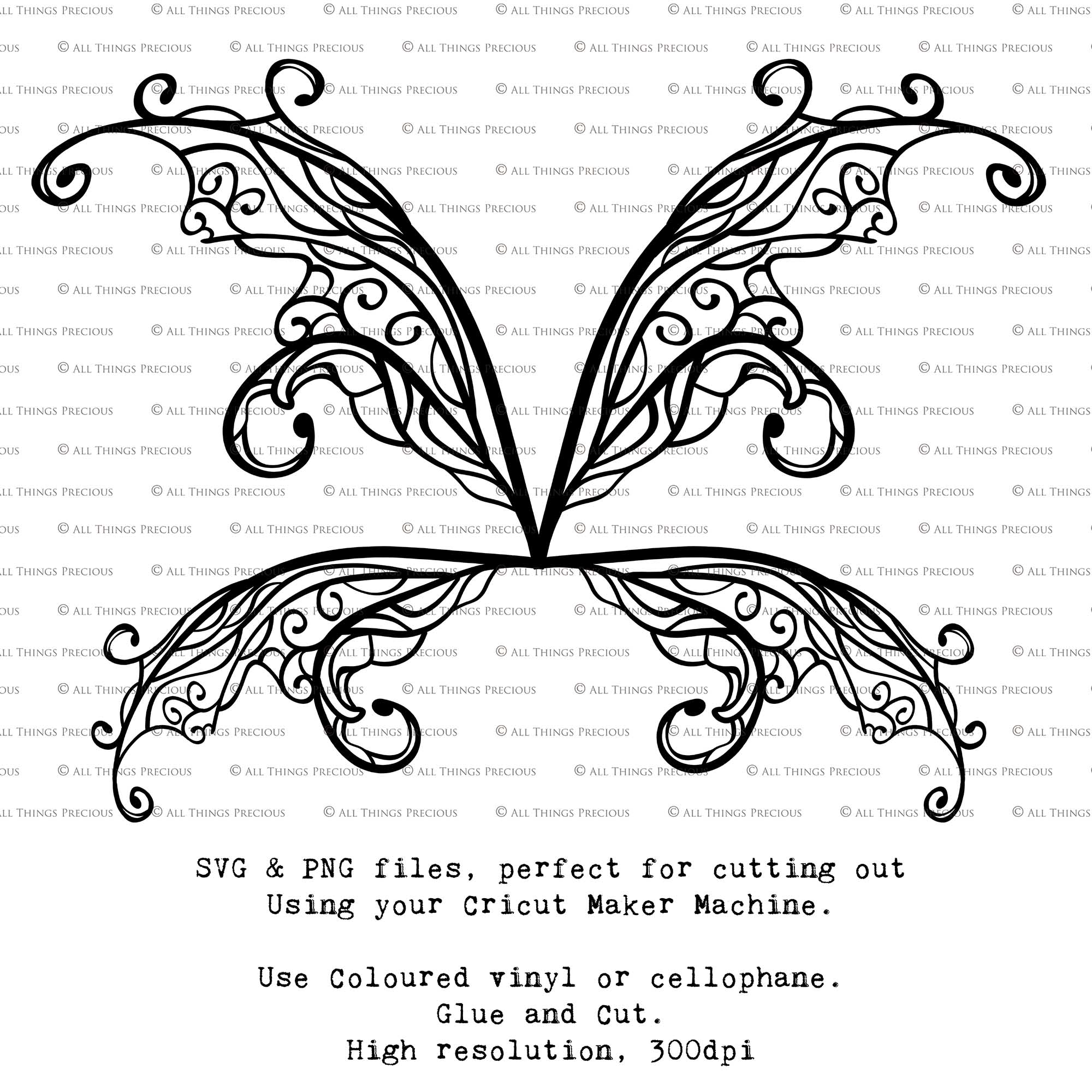SVG & PNG Fairy Wing files for Cricut or Silhouette Cameo Cutting Machine. To create wearable fairy wings, in adult or children sizes.  Use this clipart design for Halloween Costumes, Fantasy or Cosplay or photography. Or use as ephemera in weddings, engagements or baby shower invitations. These are Individual wing parts, for you to cut and assemble. This is a digital product. 