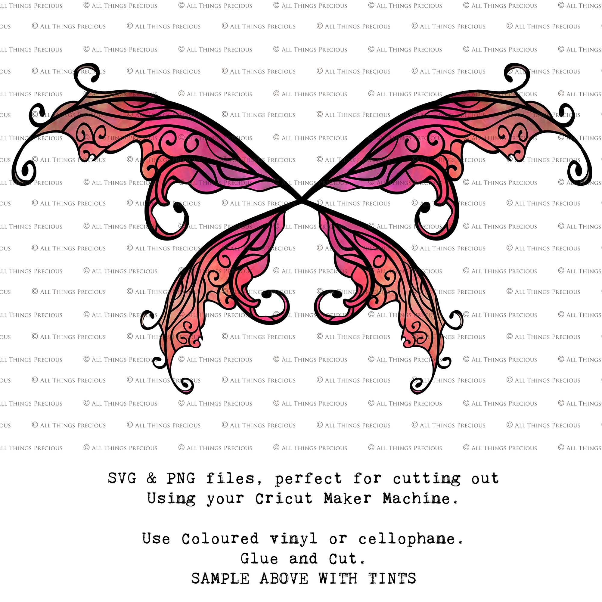 SVG & PNG Fairy Wing files for Cricut or Silhouette Cameo Cutting Machine. To create wearable fairy wings, in adult or children sizes.  Use this clipart design for Halloween Costumes, Fantasy or Cosplay or photography. Or use as ephemera in weddings, engagements or baby shower invitations. These are Individual wing parts, for you to cut and assemble. This is a digital product. 