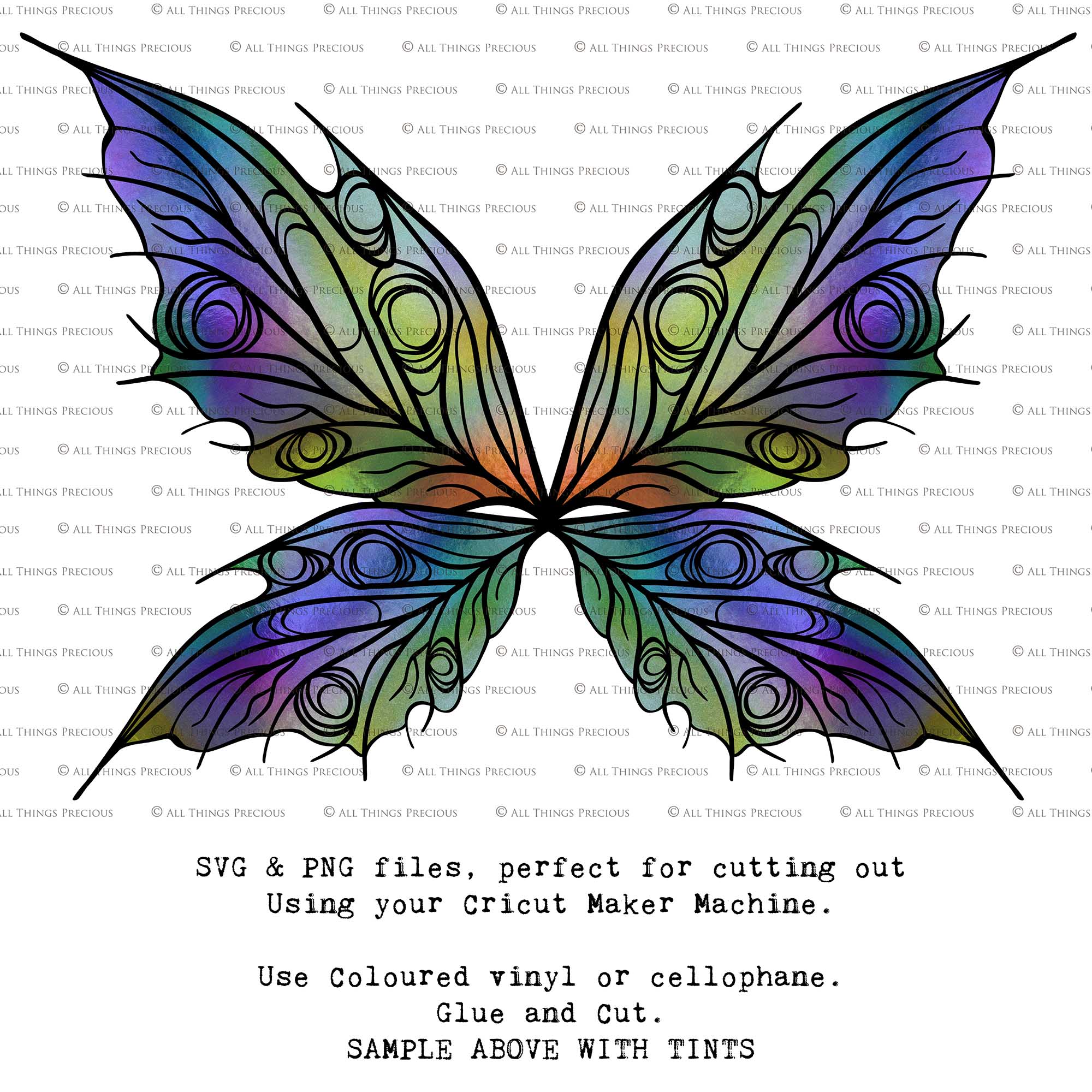 SVG & PNG Fairy Wing files for Cricut or Silhouette Cameo Cutting Machine. To create wearable fairy wings, in adult or children sizes.  Use this clipart design for Halloween Costumes, Fantasy or Cosplay or photography. Or use as ephemera in weddings, engagements or baby shower invitations. These are Individual wing parts, for you to cut and assemble. This is a digital product. 