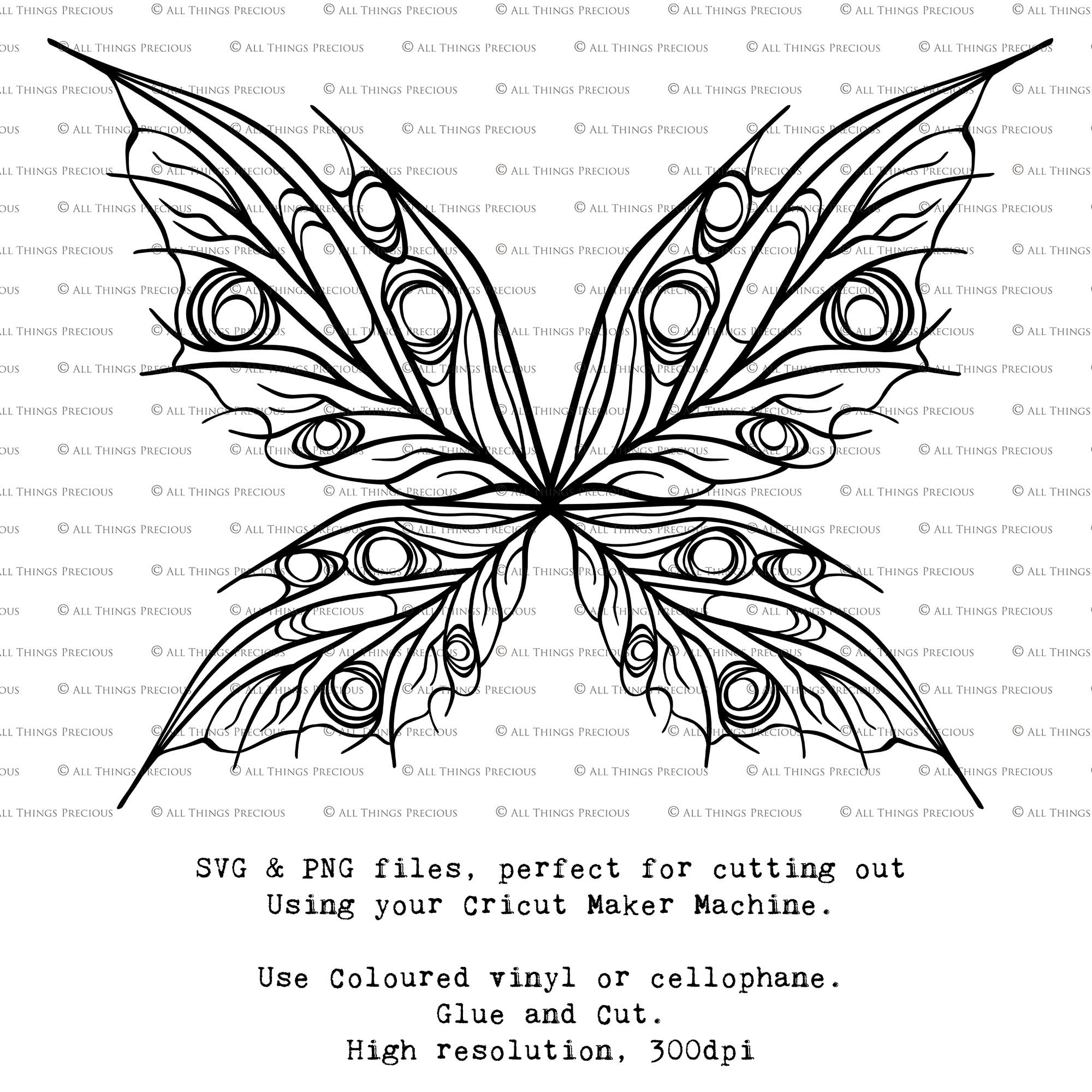 SVG & PNG Fairy Wing files for Cricut or Silhouette Cameo Cutting Machine. To create wearable fairy wings, in adult or children sizes.  Use this clipart design for Halloween Costumes, Fantasy or Cosplay or photography. Or use as ephemera in weddings, engagements or baby shower invitations. These are Individual wing parts, for you to cut and assemble. This is a digital product. 
