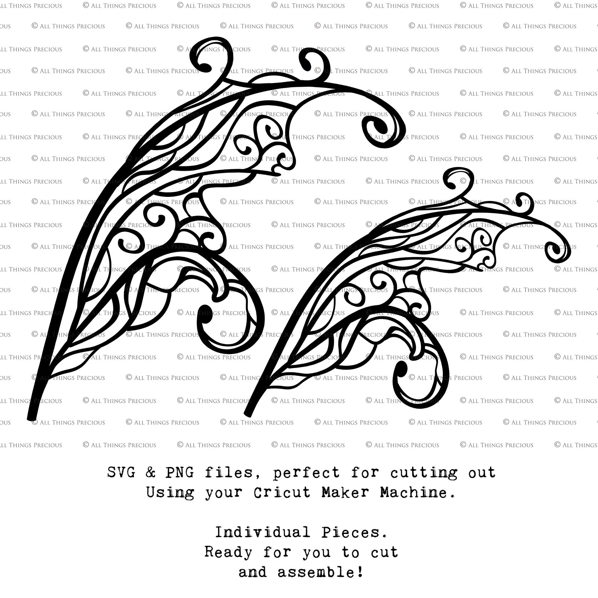 SVG & PNG Fairy Wing files for Cricut or Silhouette Cameo Cutting Machine. To create wearable fairy wings, in adult or children sizes.  Use this clipart design for Halloween Costumes, Fantasy or Cosplay or photography. Or use as ephemera in weddings, engagements or baby shower invitations. These are Individual wing parts, for you to cut and assemble. This is a digital product. 