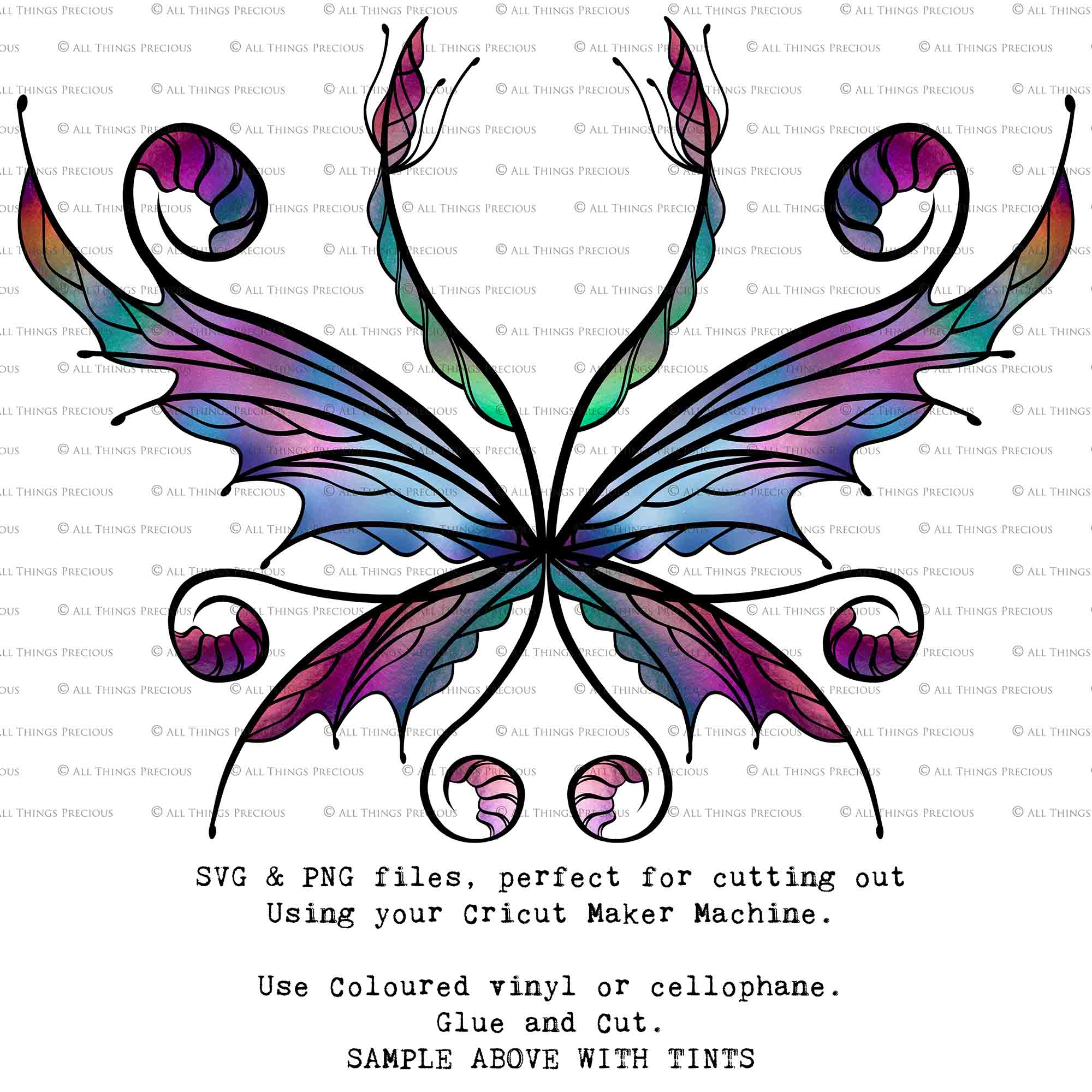 SVG & PNG Fairy Wing files for Cricut or Silhouette Cameo Cutting Machine. To create wearable fairy wings, in adult or children sizes.  Use this clipart design for Halloween Costumes, Fantasy or Cosplay or photography. Or use as ephemera in weddings, engagements or baby shower invitations. These are Individual wing parts, for you to cut and assemble. This is a digital product. 