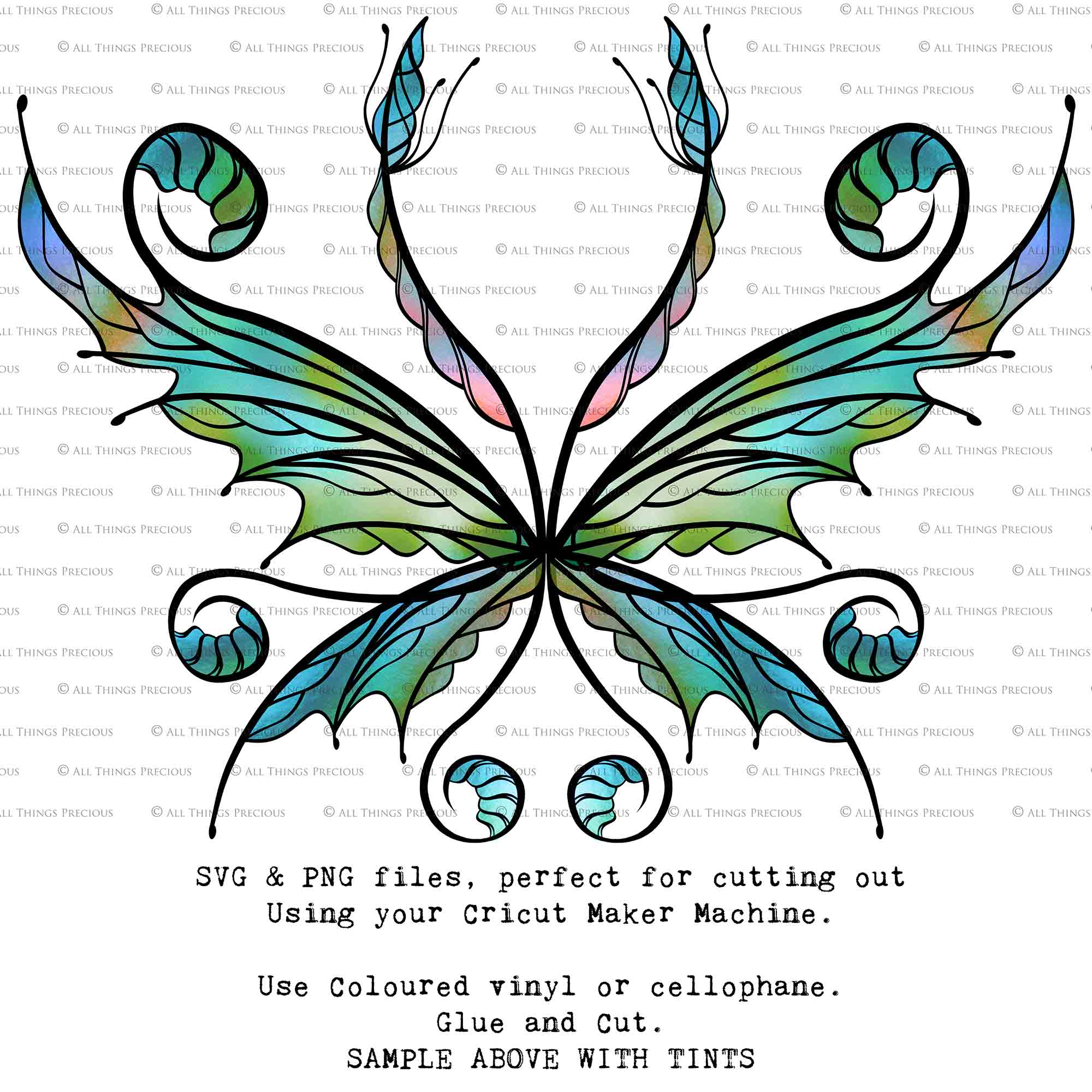 SVG & PNG Fairy Wing files for Cricut or Silhouette Cameo Cutting Machine. To create wearable fairy wings, in adult or children sizes.  Use this clipart design for Halloween Costumes, Fantasy or Cosplay or photography. Or use as ephemera in weddings, engagements or baby shower invitations. These are Individual wing parts, for you to cut and assemble. This is a digital product. 