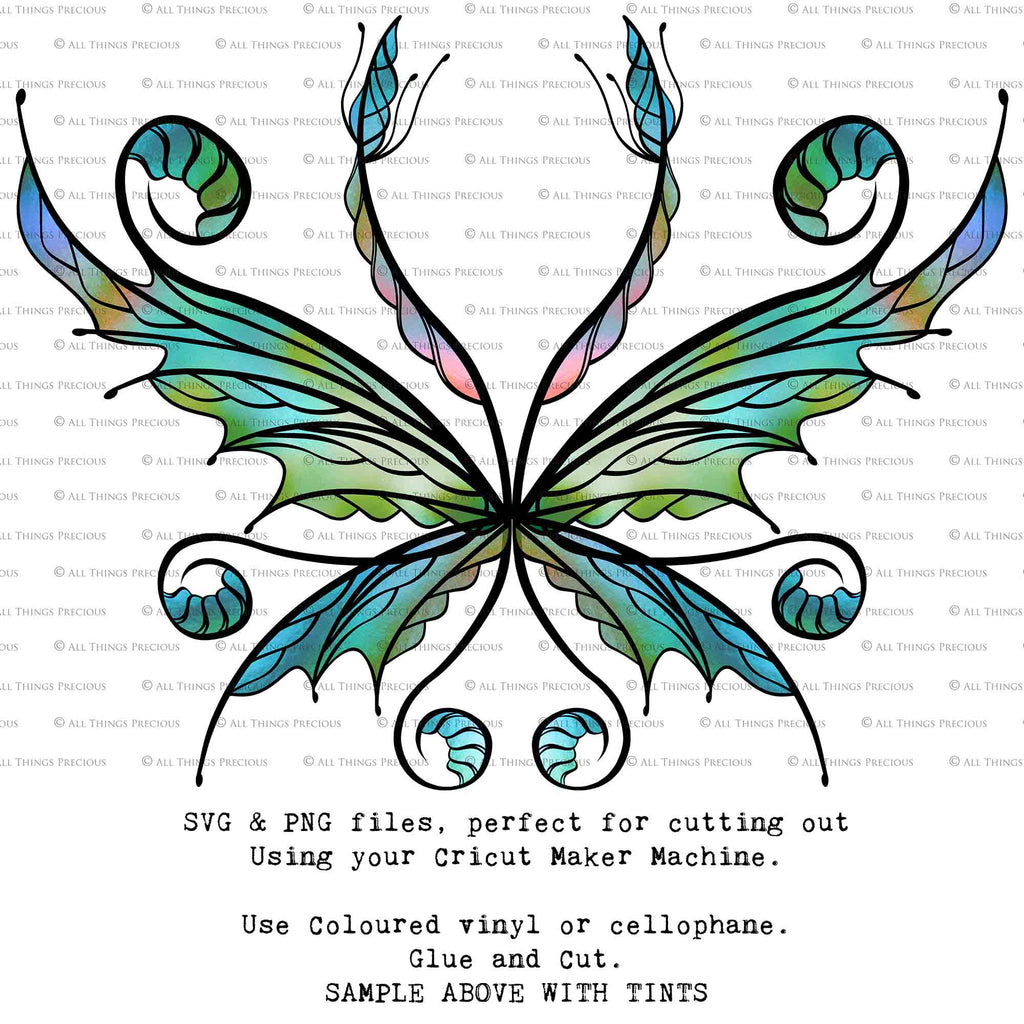 SVG & PNG Fairy Wing files for Cricut or Silhouette Cameo Cutting Machine. To create wearable fairy wings, in adult or children sizes.  Use this clipart design for Halloween Costumes, Fantasy or Cosplay or photography. Or use as ephemera in weddings, engagements or baby shower invitations. These are Individual wing parts, for you to cut and assemble. This is a digital product. 