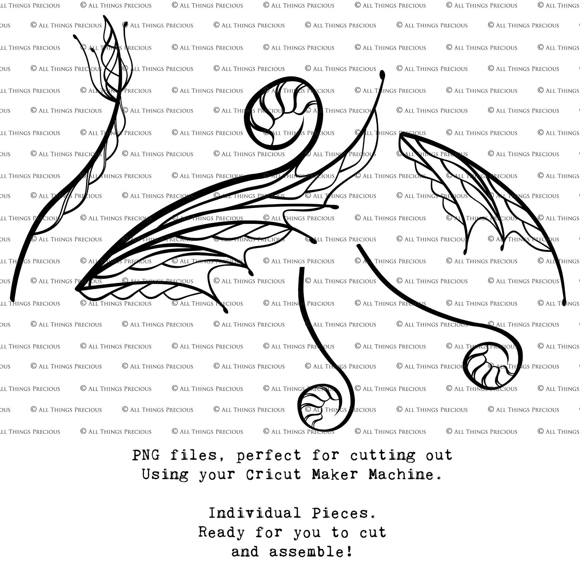 SVG & PNG Fairy Wing files for Cricut or Silhouette Cameo Cutting Machine. To create wearable fairy wings, in adult or children sizes.  Use this clipart design for Halloween Costumes, Fantasy or Cosplay or photography. Or use as ephemera in weddings, engagements or baby shower invitations. These are Individual wing parts, for you to cut and assemble. This is a digital product. 