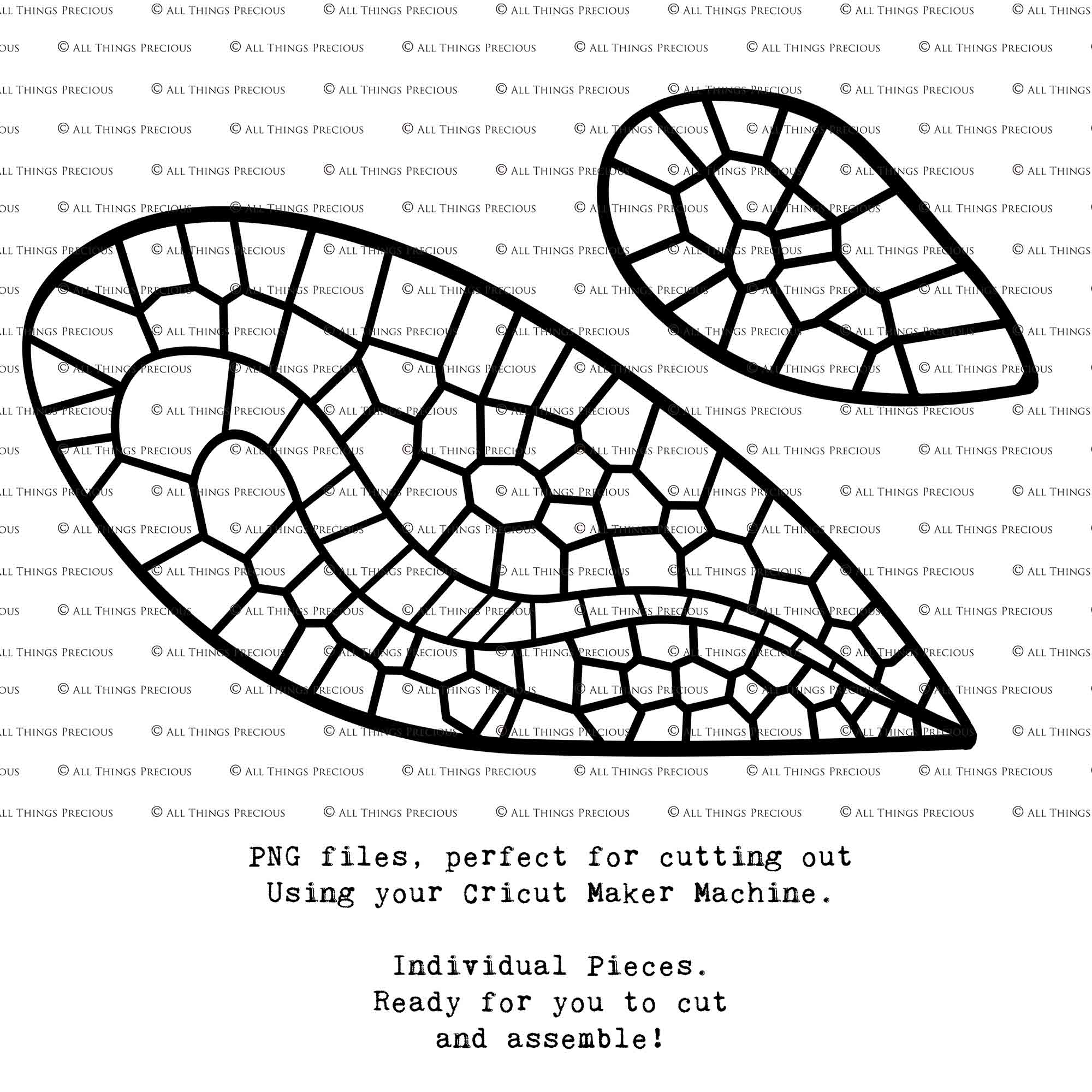 SVG & PNG Fairy Wing files for Cricut or Silhouette Cameo Cutting Machine. To create wearable fairy wings, in adult or children sizes.  Use this clipart design for Halloween Costumes, Fantasy or Cosplay or photography. Or use as ephemera in weddings, engagements or baby shower invitations. These are Individual wing parts, for you to cut and assemble. This is a digital product. 