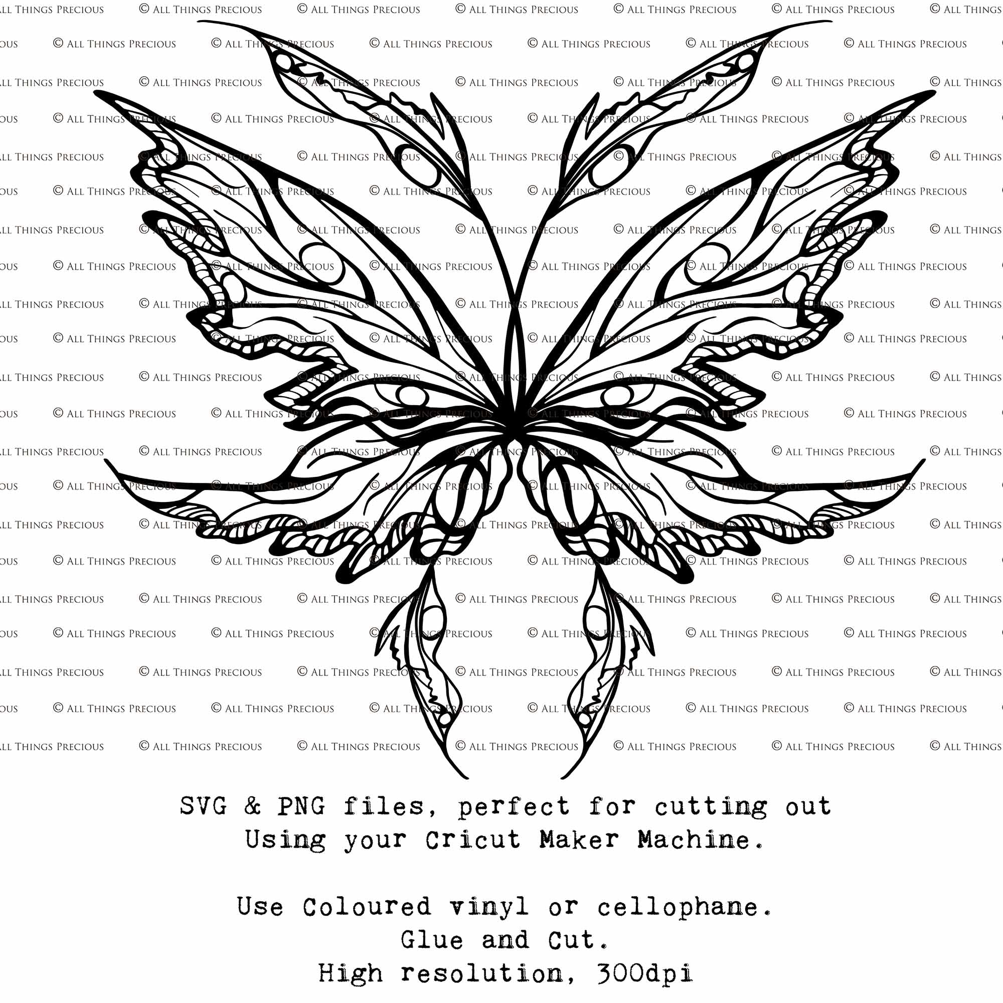 SVG & PNG Fairy Wing files for Cricut or Silhouette Cameo Cutting Machine. To create wearable fairy wings, in adult or children sizes.  Use this clipart design for Halloween Costumes, Fantasy or Cosplay or photography. Or use as ephemera in weddings, engagements or baby shower invitations. These are Individual wing parts, for you to cut and assemble. This is a digital product. 
