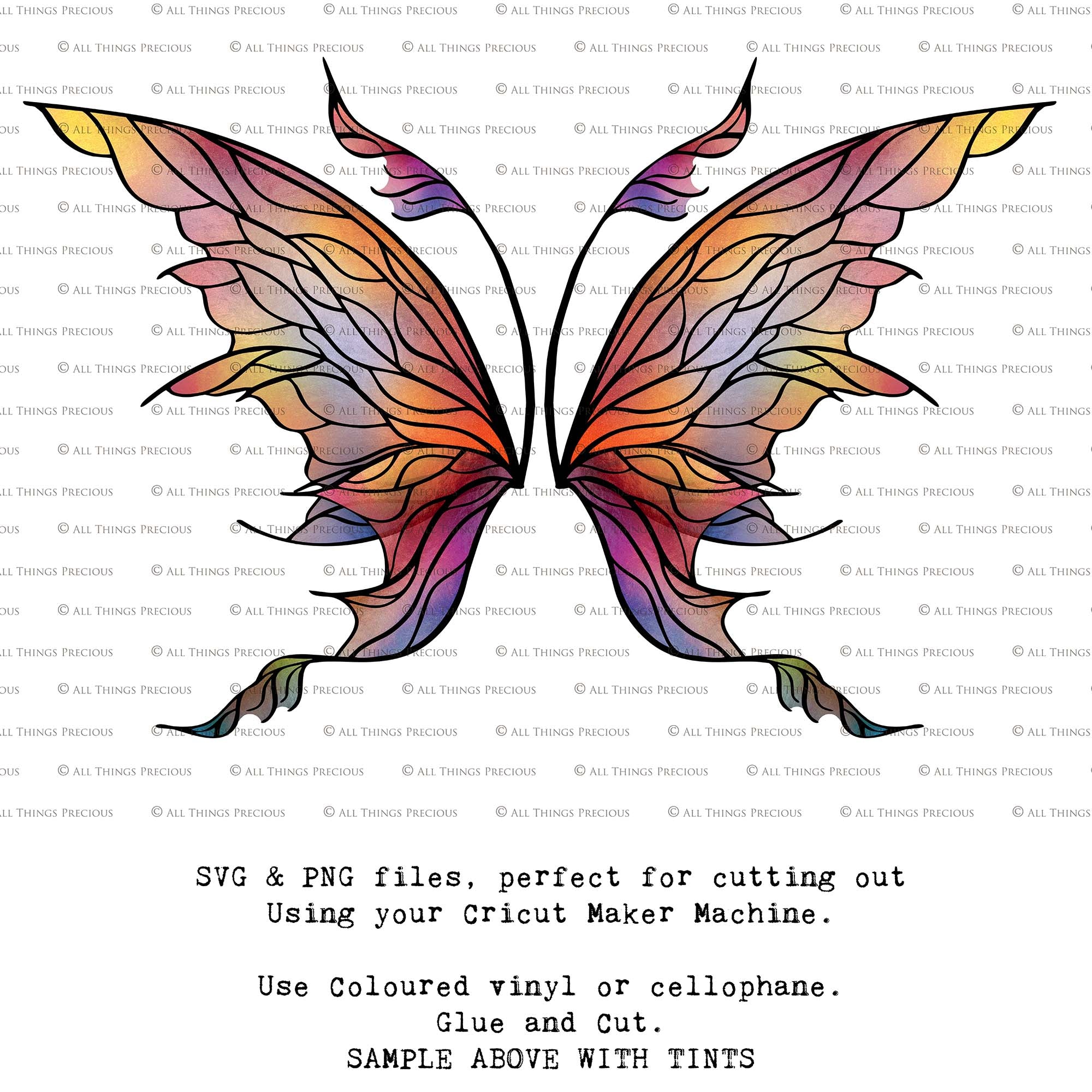 SVG & PNG Fairy Wing files for Cricut or Silhouette Cameo Cutting Machine. To create wearable fairy wings, in adult or children sizes.  Use this clipart design for Halloween Costumes, Fantasy or Cosplay or photography. Or use as ephemera in weddings, engagements or baby shower invitations. These are Individual wing parts, for you to cut and assemble. This is a digital product. 