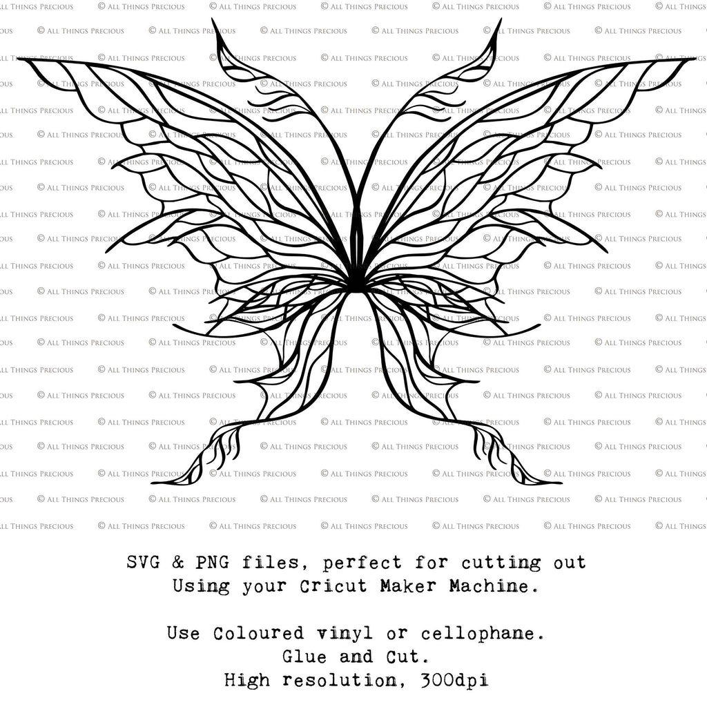 SVG & PNG Fairy Wing files for Cricut or Silhouette Cameo Cutting Machine. To create wearable fairy wings, in adult or children sizes.  Use this clipart design for Halloween Costumes, Fantasy or Cosplay or photography. Or use as ephemera in weddings, engagements or baby shower invitations. These are Individual wing parts, for you to cut and assemble. This is a digital product. 