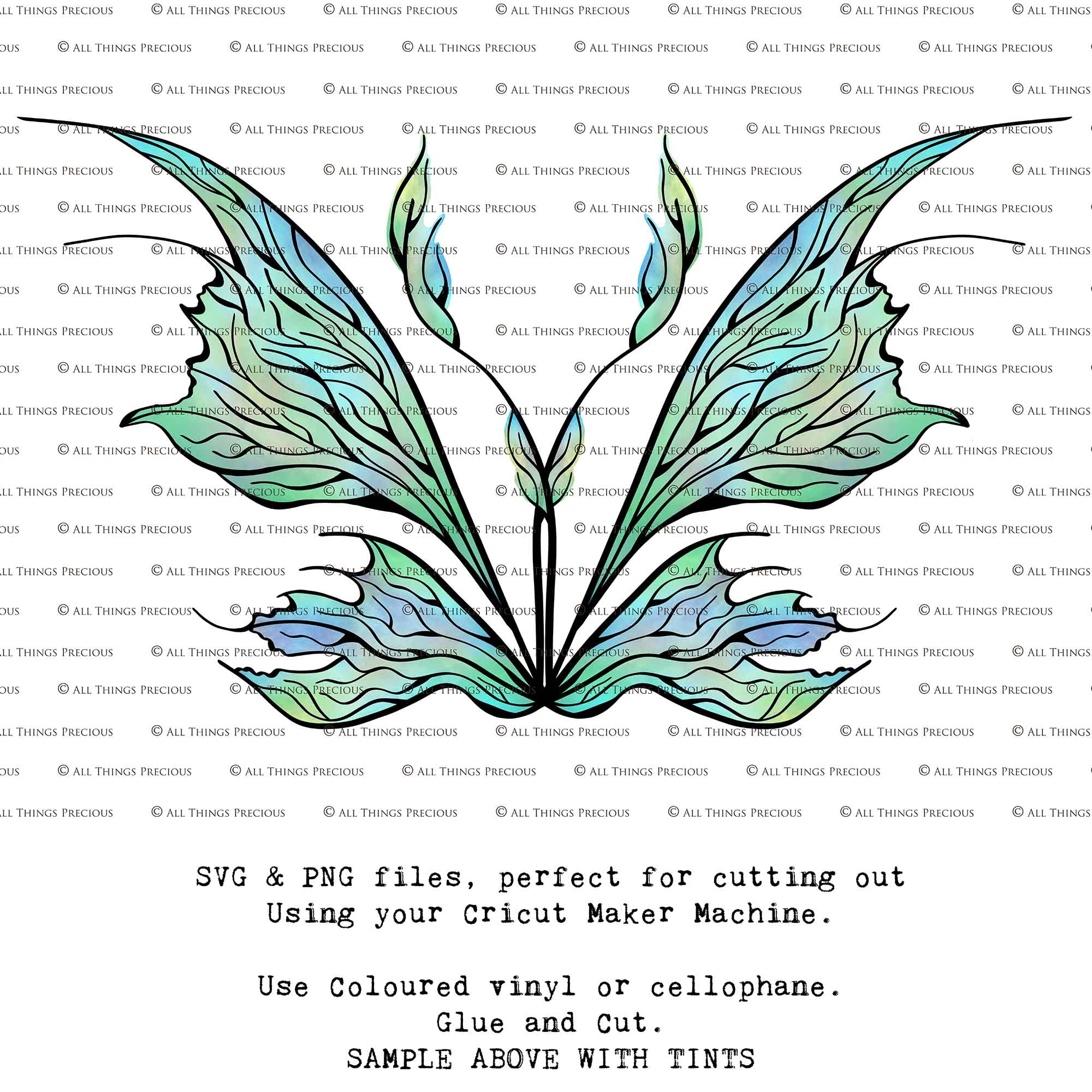 SVG & PNG Fairy Wing files for Cricut or Silhouette Cameo Cutting Machine. To create wearable fairy wings, in adult or children sizes.  Use this clipart design for Halloween Costumes, Fantasy or Cosplay or photography. Or use as ephemera in weddings, engagements or baby shower invitations. These are Individual wing parts, for you to cut and assemble. This is a digital product. 