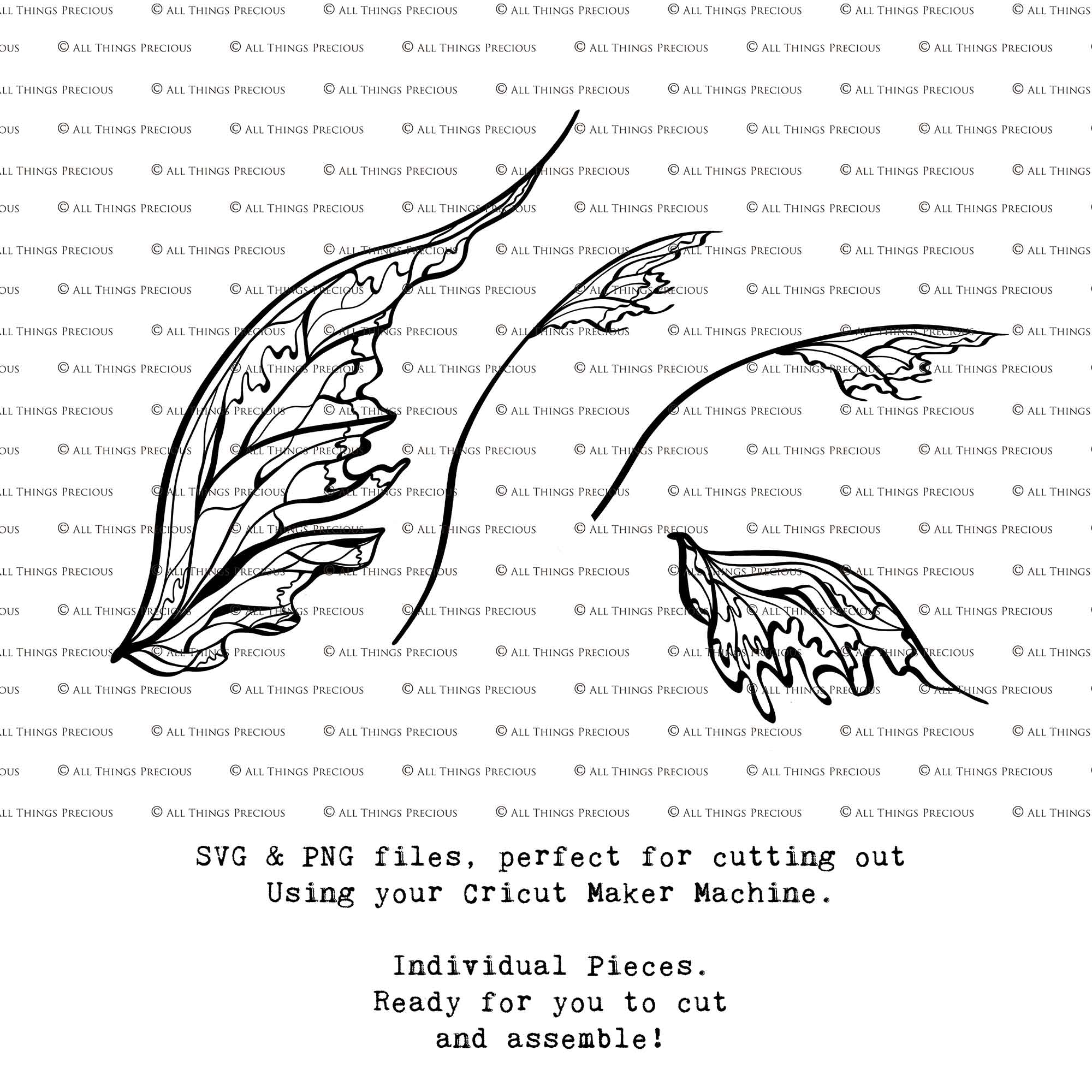 SVG & PNG Fairy Wing files for Cricut or Silhouette Cameo Cutting Machine. To create wearable fairy wings, in adult or children sizes.  Use this clipart design for Halloween Costumes, Fantasy or Cosplay or photography. Or use as ephemera in weddings, engagements or baby shower invitations. These are Individual wing parts, for you to cut and assemble. This is a digital product. 