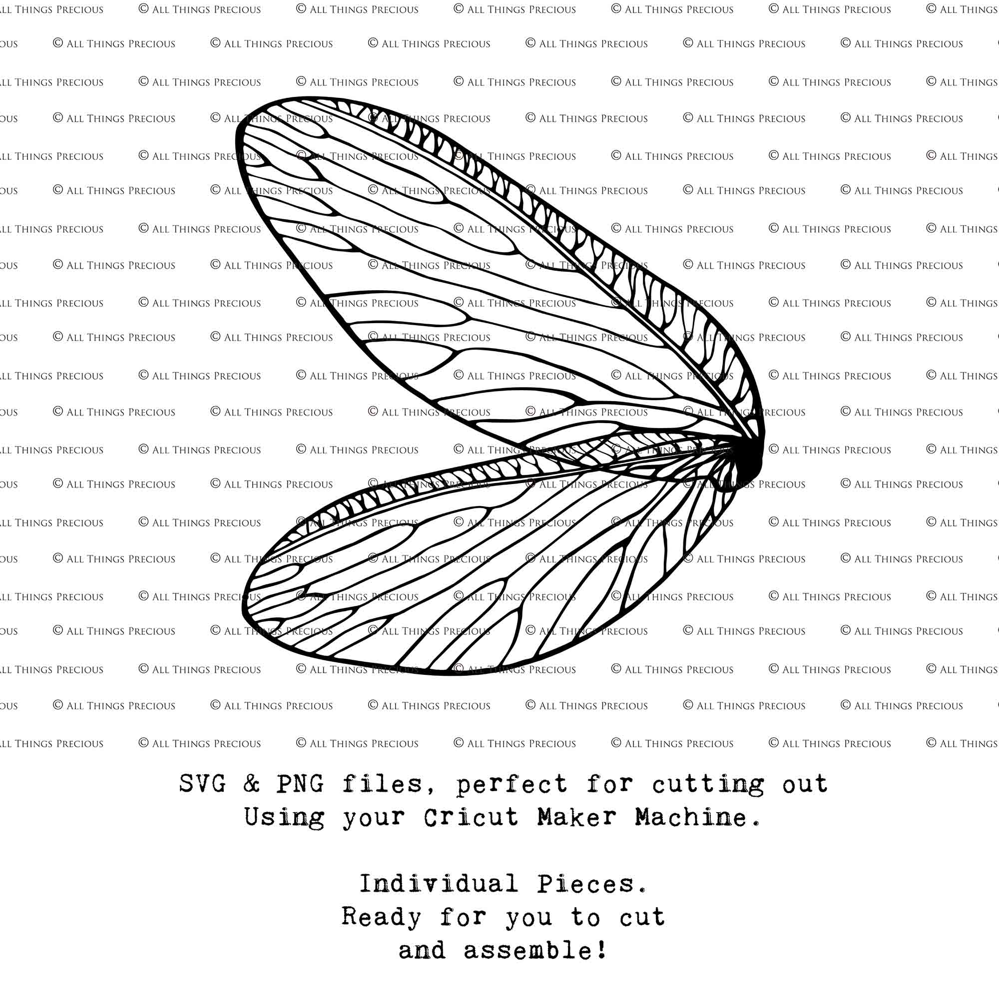 SVG & PNG Fairy Wing files for Cricut or Silhouette Cameo Cutting Machine. To create wearable fairy wings, in adult or children sizes. Graphic design for Halloween Costumes, Fantasy or Cosplay or photography. Print for weddings, engagements, baby shower invitations. DIY Printable. Fairycore, Cottagecore.