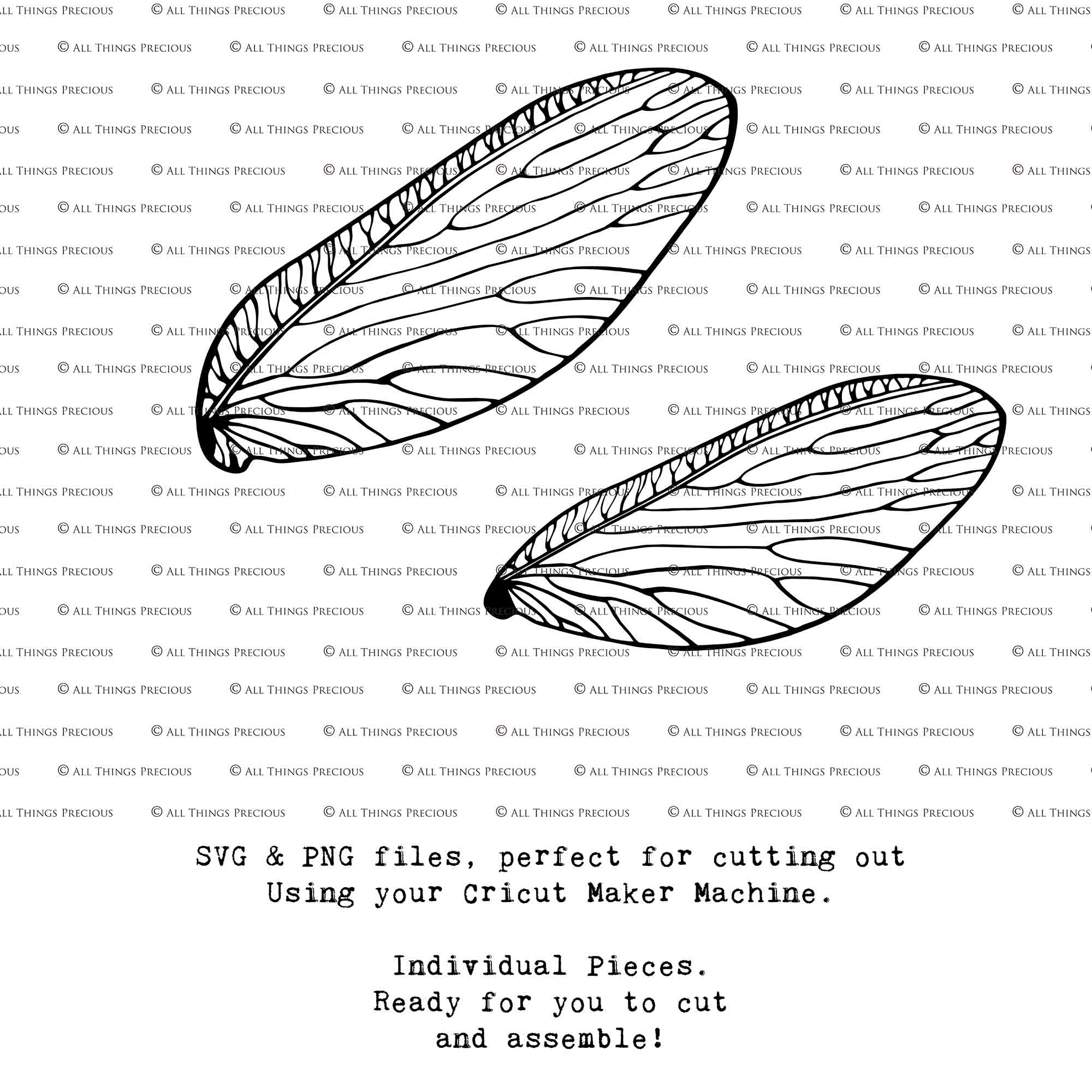 SVG & PNG Fairy Wing files for Cricut or Silhouette Cameo Cutting Machine. To create wearable fairy wings, in adult or children sizes. Graphic design for Halloween Costumes, Fantasy or Cosplay or photography. Print for weddings, engagements, baby shower invitations. DIY Printable. Fairycore, Cottagecore.