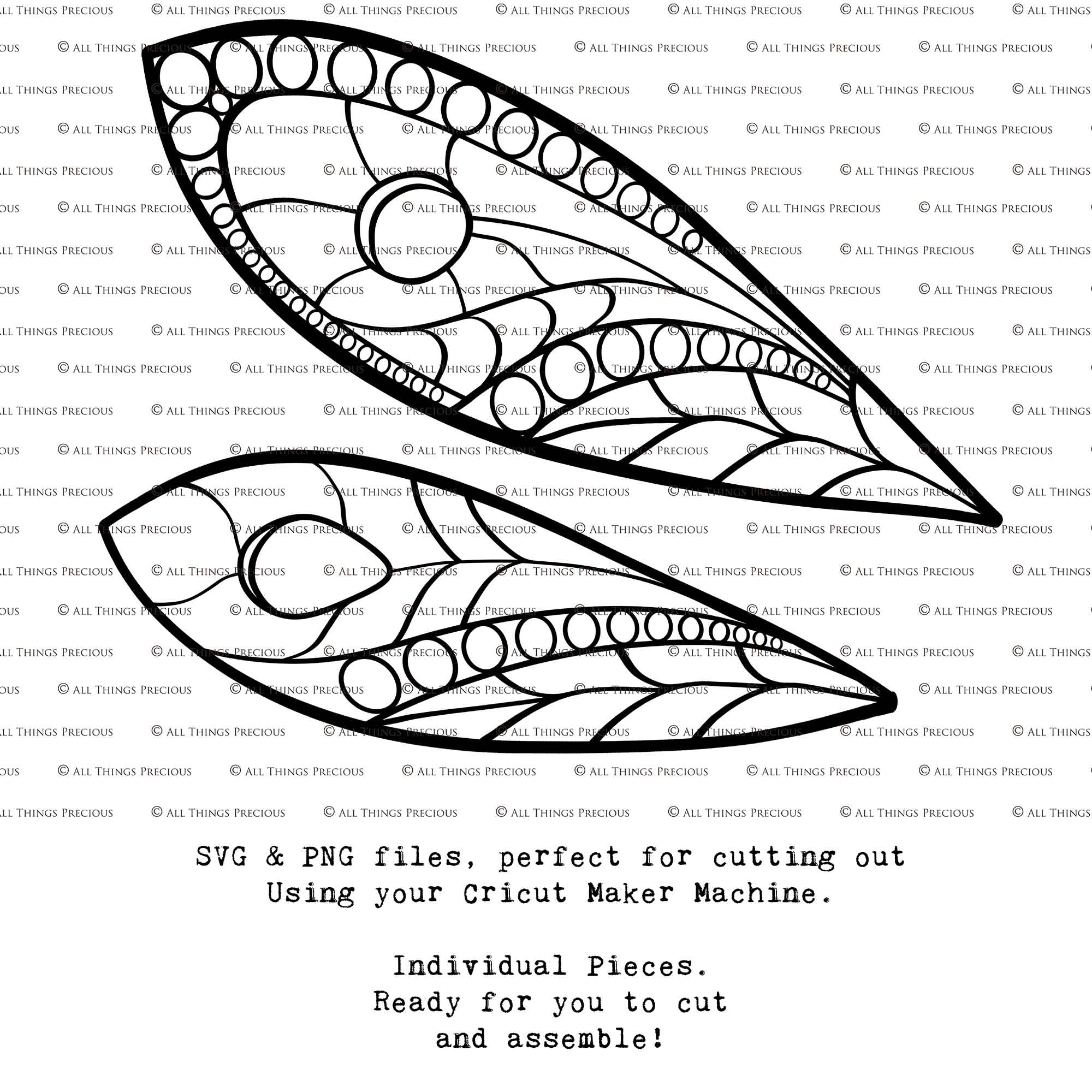 SVG & PNG Fairy Wing files for Cricut or Silhouette Cameo Cutting Machine. To create wearable fairy wings, in adult or children sizes. Graphic design for Halloween Costumes, Fantasy or Cosplay or photography. Print for weddings, engagements, baby shower invitations. DIY Printable. Fairycore, Cottagecore.