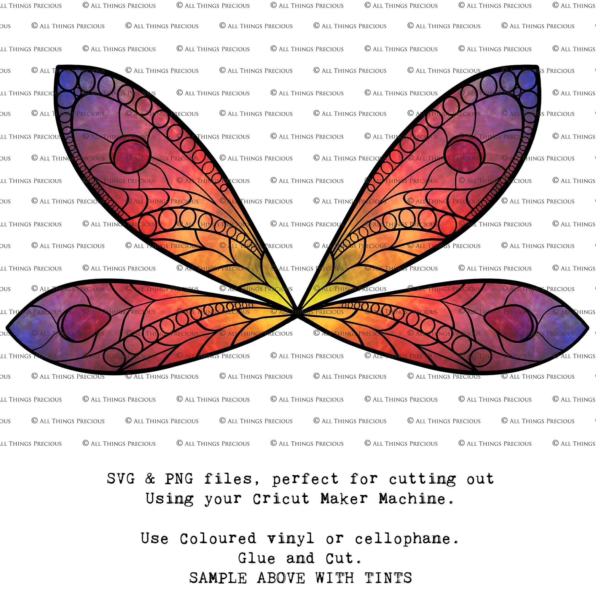 SVG & PNG Fairy Wing files for Cricut or Silhouette Cameo Cutting Machine. To create wearable fairy wings, in adult or children sizes. Graphic design for Halloween Costumes, Fantasy or Cosplay or photography. Print for weddings, engagements, baby shower invitations. DIY Printable. Fairycore, Cottagecore.