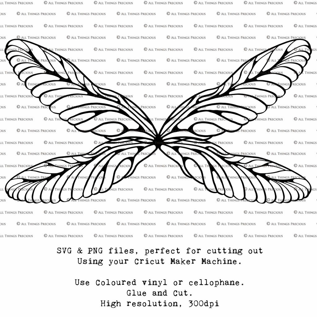 SVG & PNG Fairy Wing files for Cricut or Silhouette Cameo Cutting Machine. Create wearable fairy wings, in adult or children sizes.  Clipart design for Halloween Costumes, Fantasy or Cosplay or photography. Printable for weddings, engagement, baby shower invitations. Individual wing parts. Cut and assemble. Fairycore.