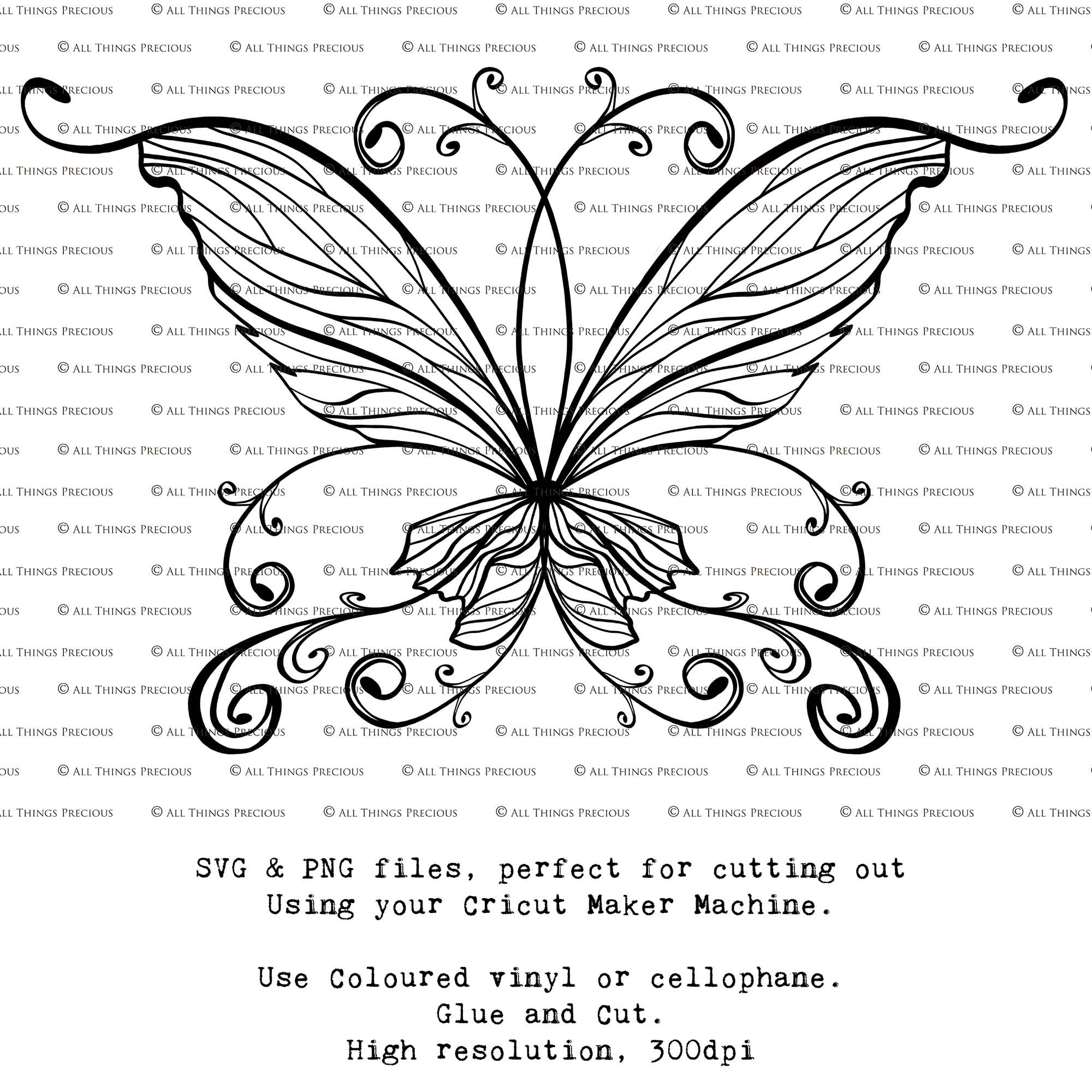 SVG & PNG Fairy Wing files for Cricut or Silhouette Cameo Cutting Machine. Create wearable fairy wings, in adult or children sizes.  Clipart design for Halloween Costumes, Fantasy or Cosplay or photography. Printable for weddings, engagement, baby shower invitations. Individual wing parts. Cut and assemble. Fairycore.