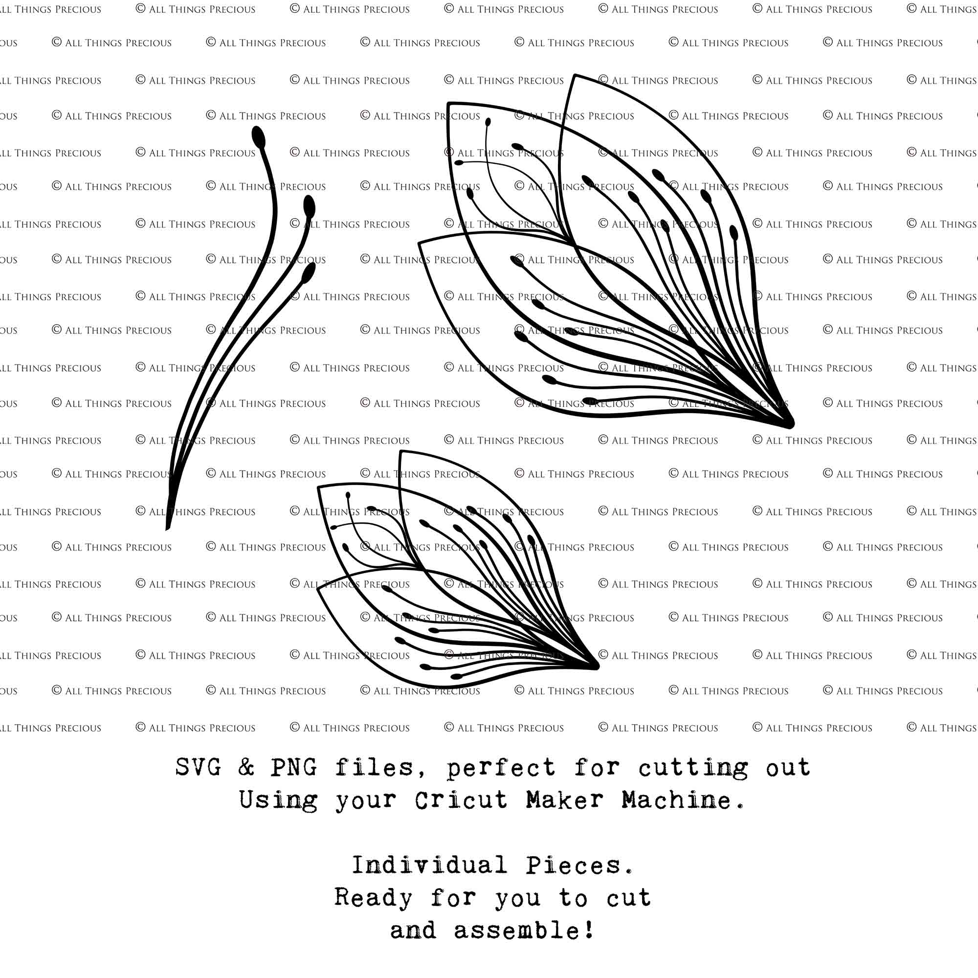 SVG & PNG Fairy/Angel Wing files for Cricut, Silhouette Cameo and other Cutting Machines. Create wearable fairy wings, all sizes. Perfect for Halloween Costumes, Fantasy, Cosplay, Photography. Prints, Wedding, Engagement, Baby Shower invitations, Sublimation Printing, Clip Art and more. Cut and assemble. ATP Textures.