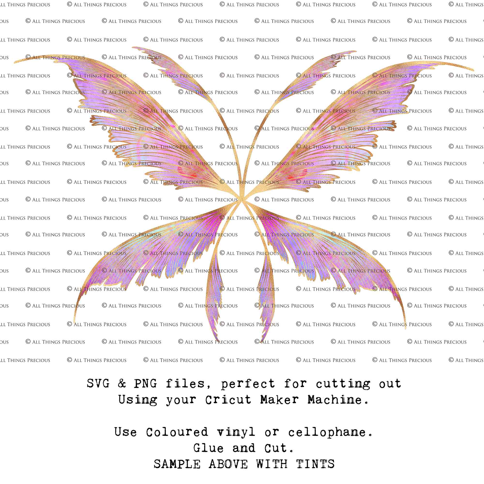 SVG & PNG Fairy Wing files for Cricut or Silhouette Cameo Cutting Machine. Create wearable fairy wings, in adult or children sizes.  Clipart design for Halloween Costumes, Fantasy or Cosplay or photography. Printable for weddings, engagement, baby shower invitations. Individual wing parts. Cut and assemble. Fairycore.