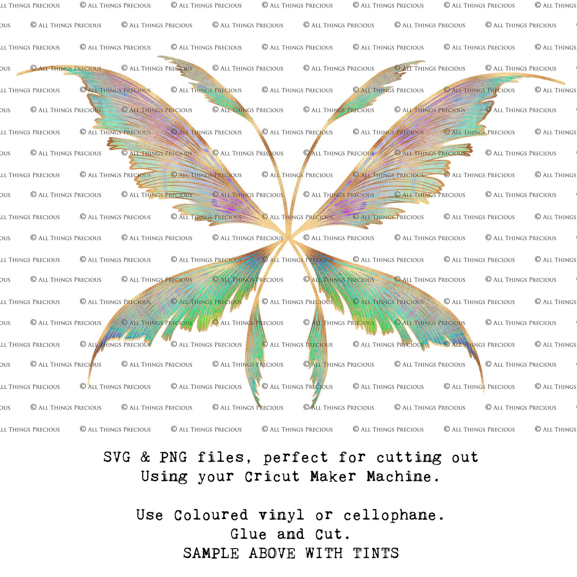 SVG & PNG Fairy Wing files for Cricut or Silhouette Cameo Cutting Machine. Create wearable fairy wings, in adult or children sizes.  Clipart design for Halloween Costumes, Fantasy or Cosplay or photography. Printable for weddings, engagement, baby shower invitations. Individual wing parts. Cut and assemble. Fairycore.