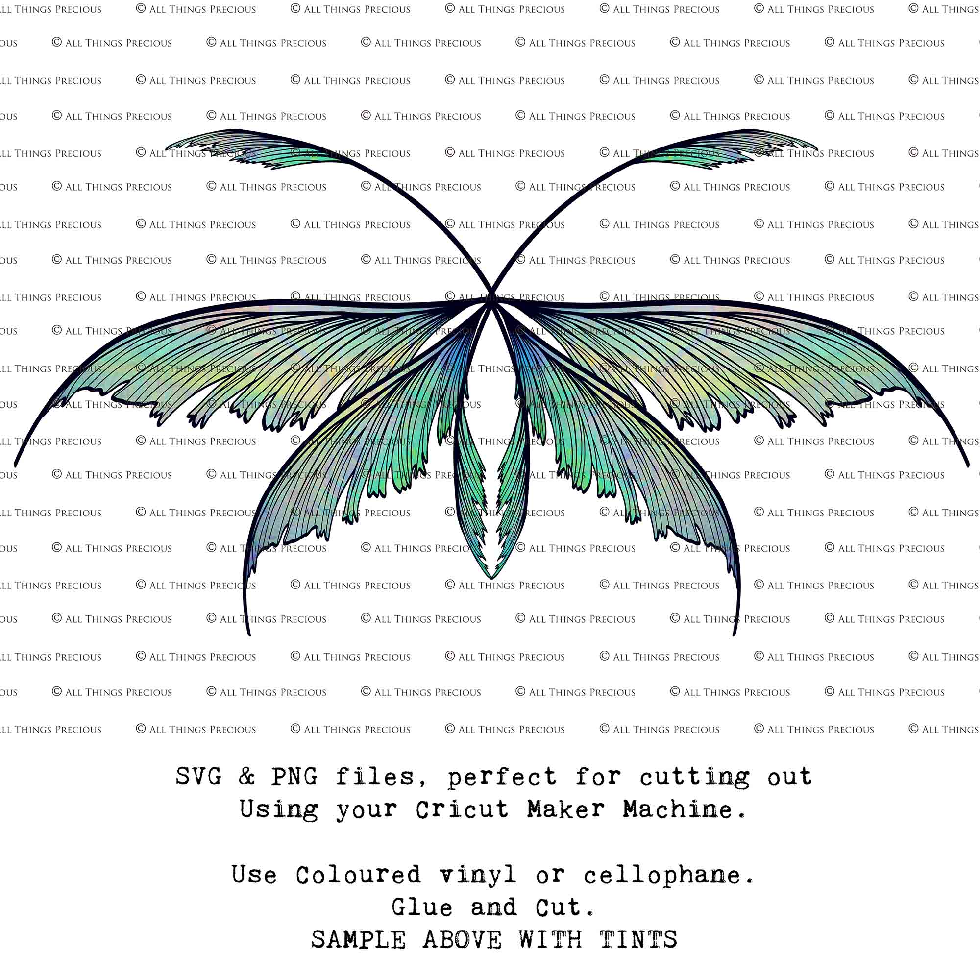 SVG & PNG Fairy Wing files for Cricut or Silhouette Cameo Cutting Machine. Create wearable fairy wings, in adult or children sizes.  Clipart design for Halloween Costumes, Fantasy or Cosplay or photography. Printable for weddings, engagement, baby shower invitations. Individual wing parts. Cut and assemble. Fairycore.