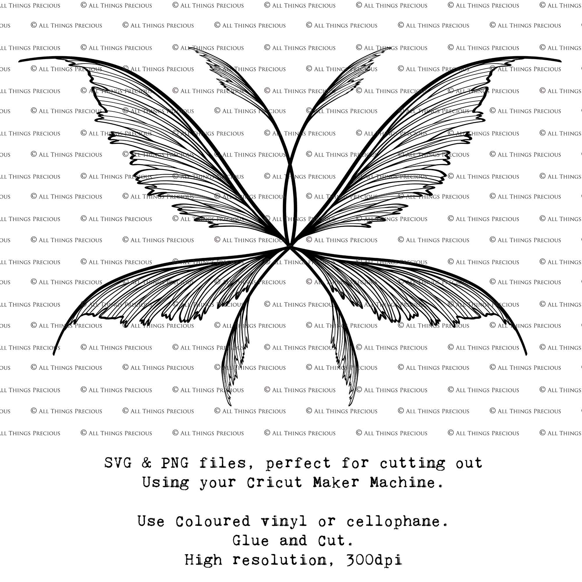 SVG & PNG Fairy Wing files for Cricut or Silhouette Cameo Cutting Machine. Create wearable fairy wings, in adult or children sizes.  Clipart design for Halloween Costumes, Fantasy or Cosplay or photography. Printable for weddings, engagement, baby shower invitations. Individual wing parts. Cut and assemble. Fairycore.